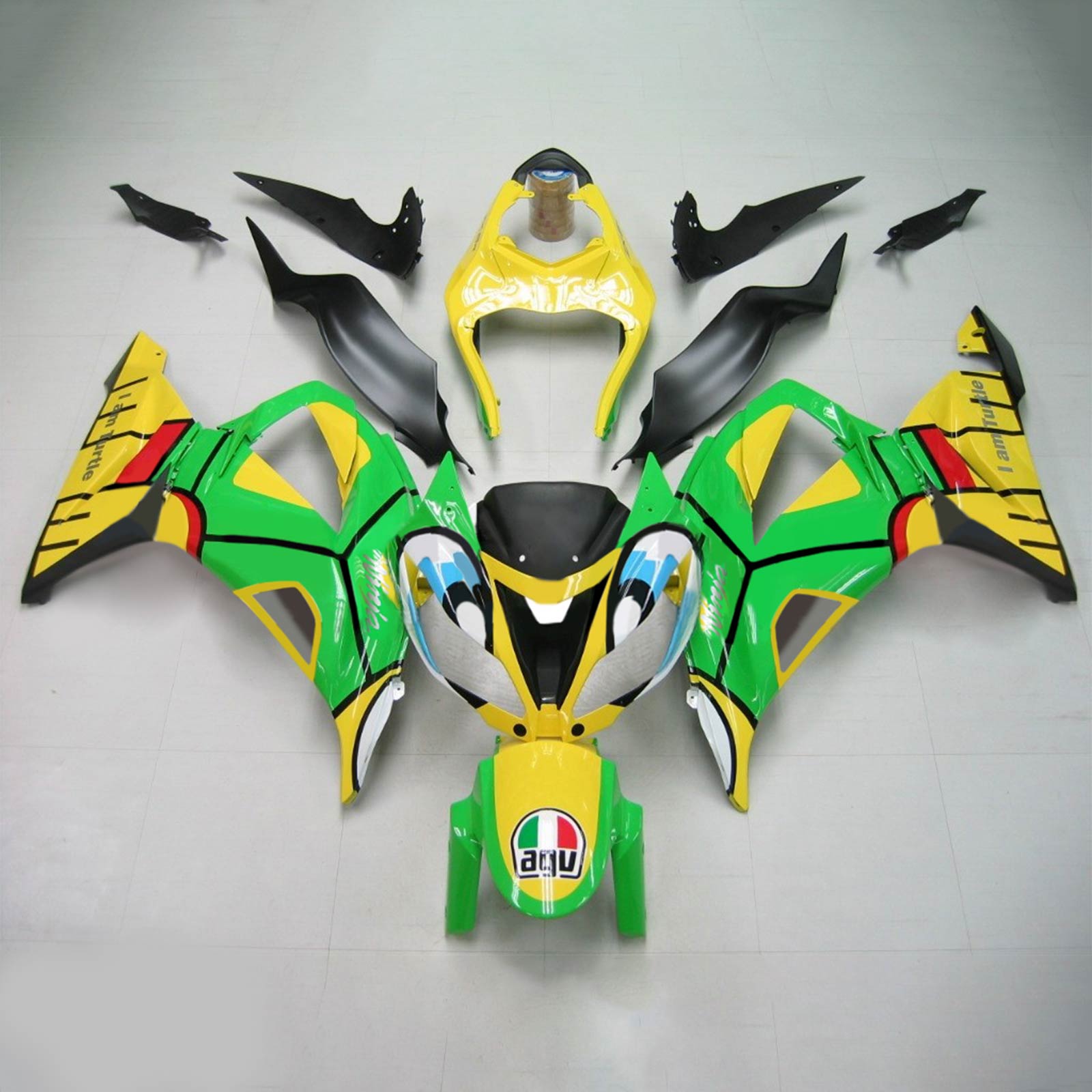 Amotopart Kawasaki 2013-2018 ZX6R 636 Green Yellow Fairing Kit