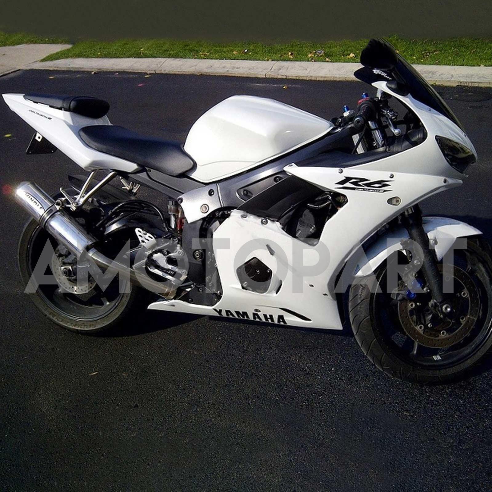 Amotopart Yamaha 2003-2004 YZF 600 R6 & 2006-2009 YZF R6S White Fairing Kit