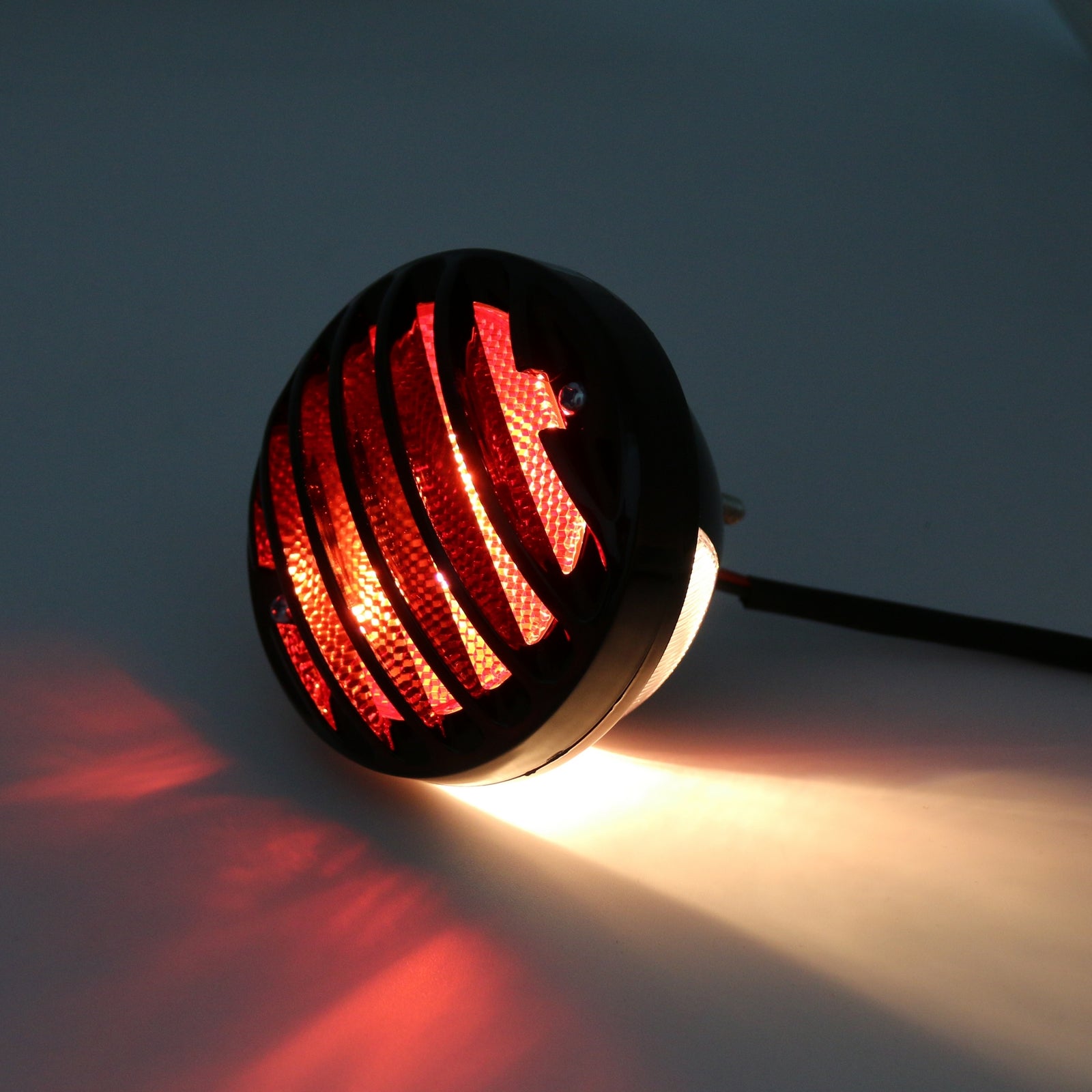 Runde Motorrad -Schwanzbremslicht für Bobber Chopper Ratte Custom Black Schwarz