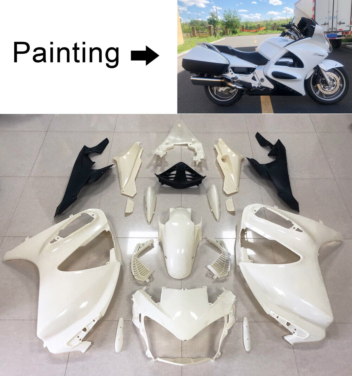 Amotopart Honda ST1300 2002-2016 White Fairing Kit