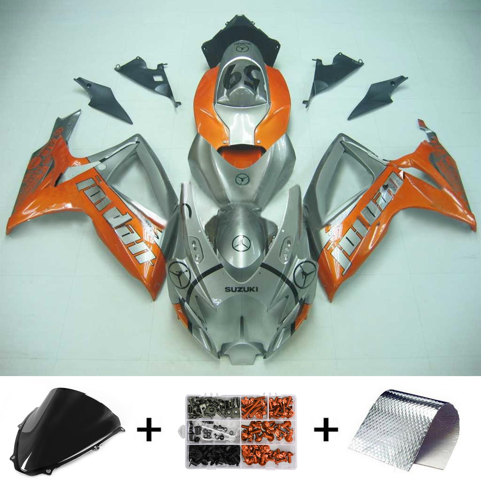 Amotopart 2006-2007 Suzuki GSXR 600/750 Jordan Grey&Orange Fairing Kit