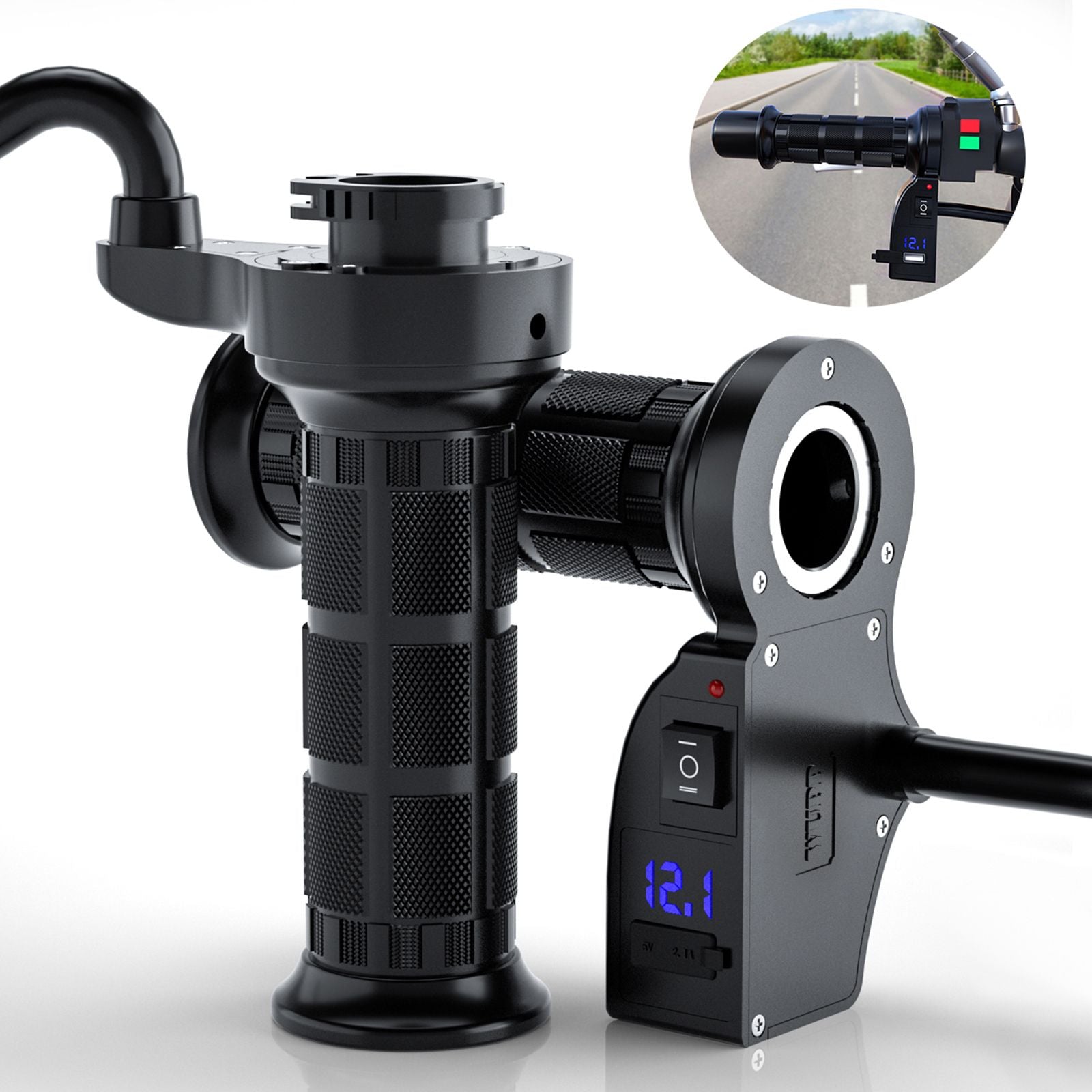 7/8" 22Mm Elektrische Verwarmde Handgrepen Verwarmingshendel Voltmeter Voor Motorfiets Groen Generiek