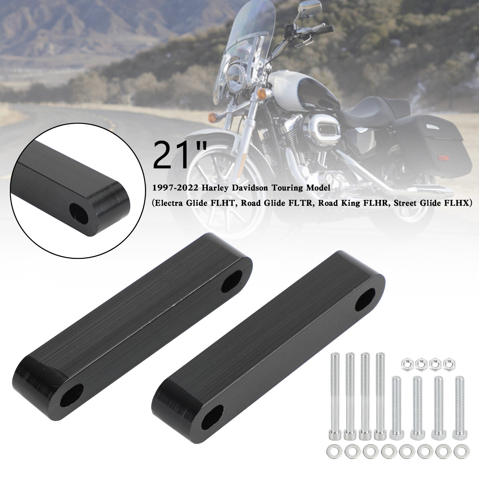 19" 21" 23" Spaceres de Fender Front para turnê Electra Street Glide Road 1997-2022