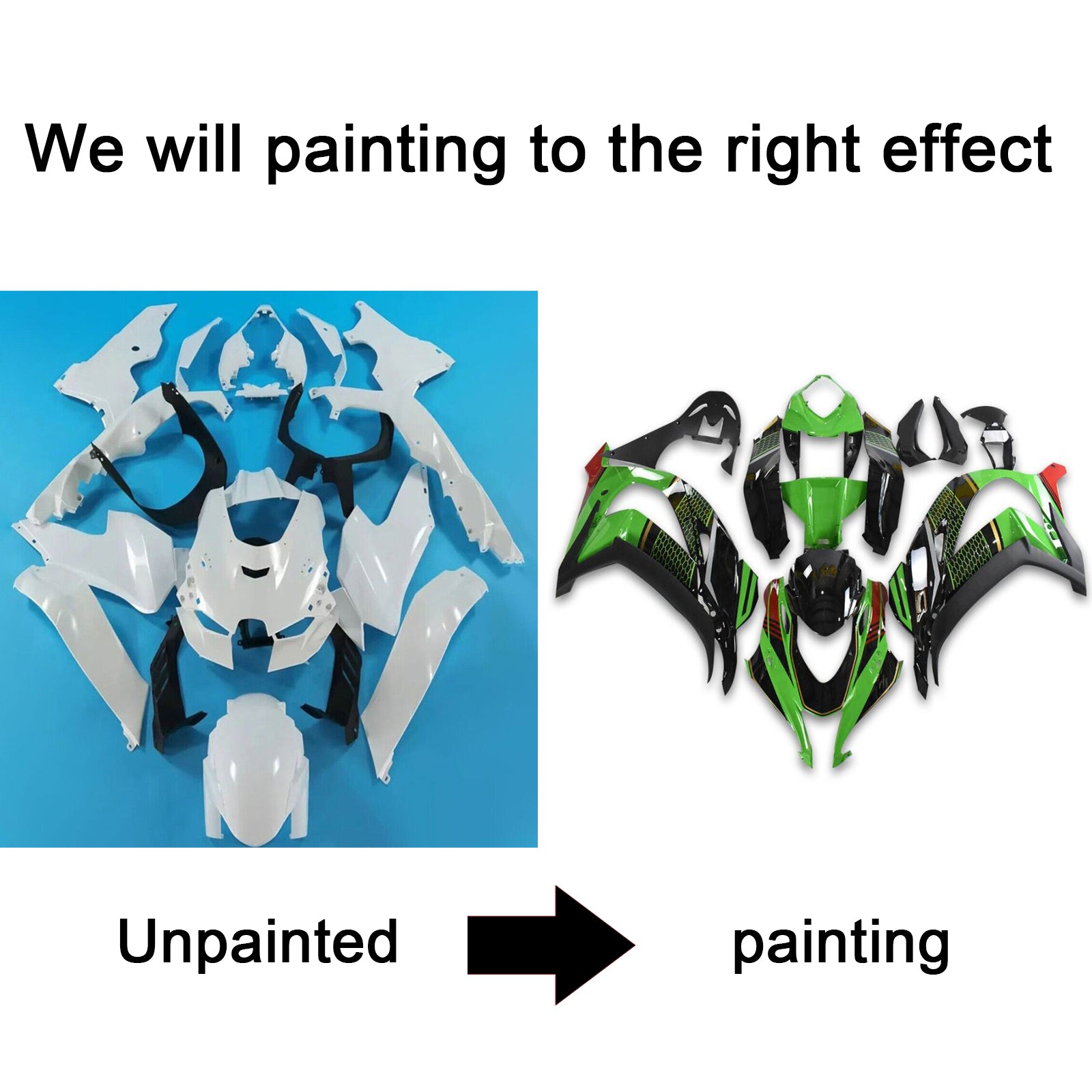 AMOTOPART 2021-2025 KAWASAKI ZX10R ZX10RR GRÖN Black Style1 Fairing Kit