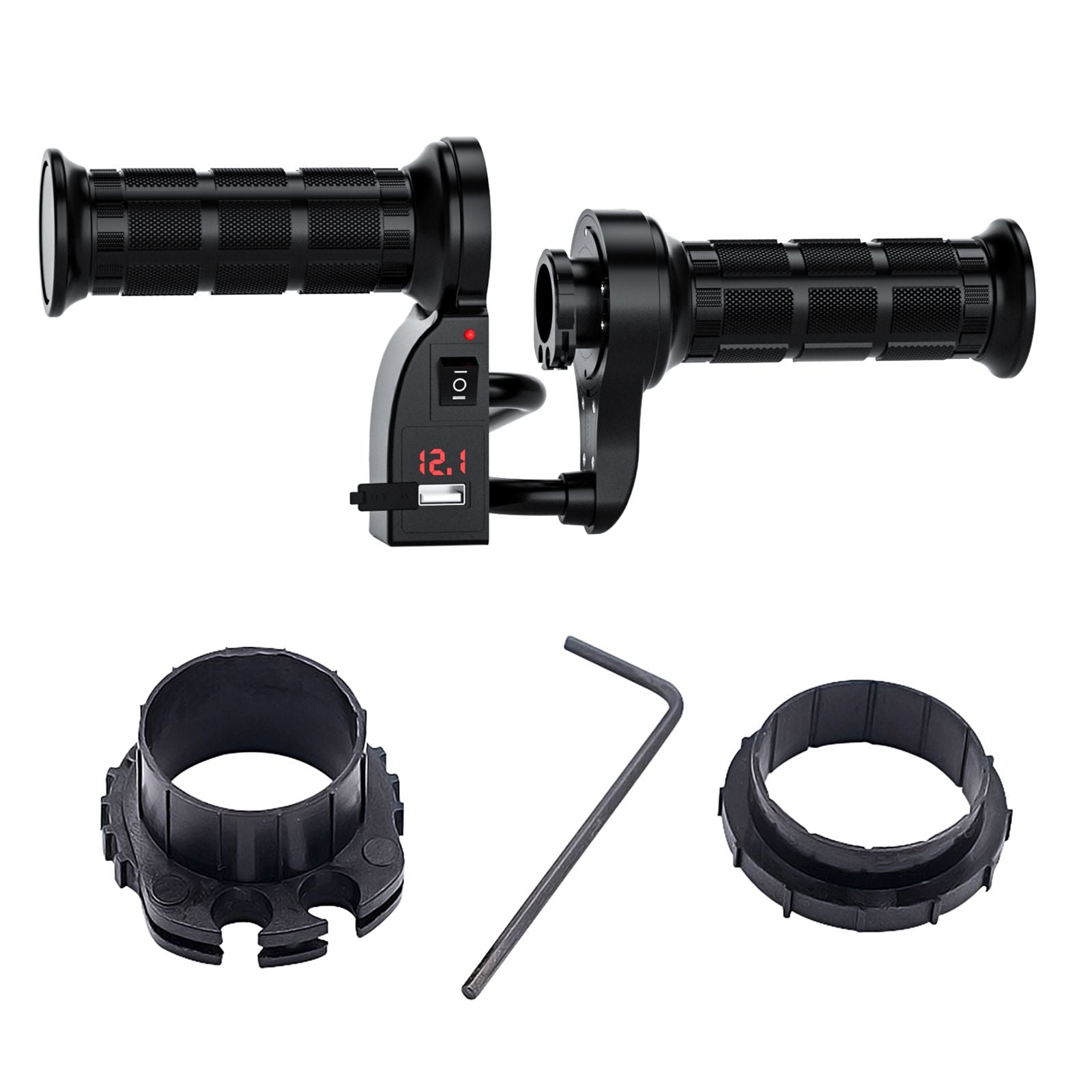 7/8" 22Mm Elektrische Verwarmde Handgrepen Verwarmingshendel Voltmeter Voor Motorfiets Groen Generiek