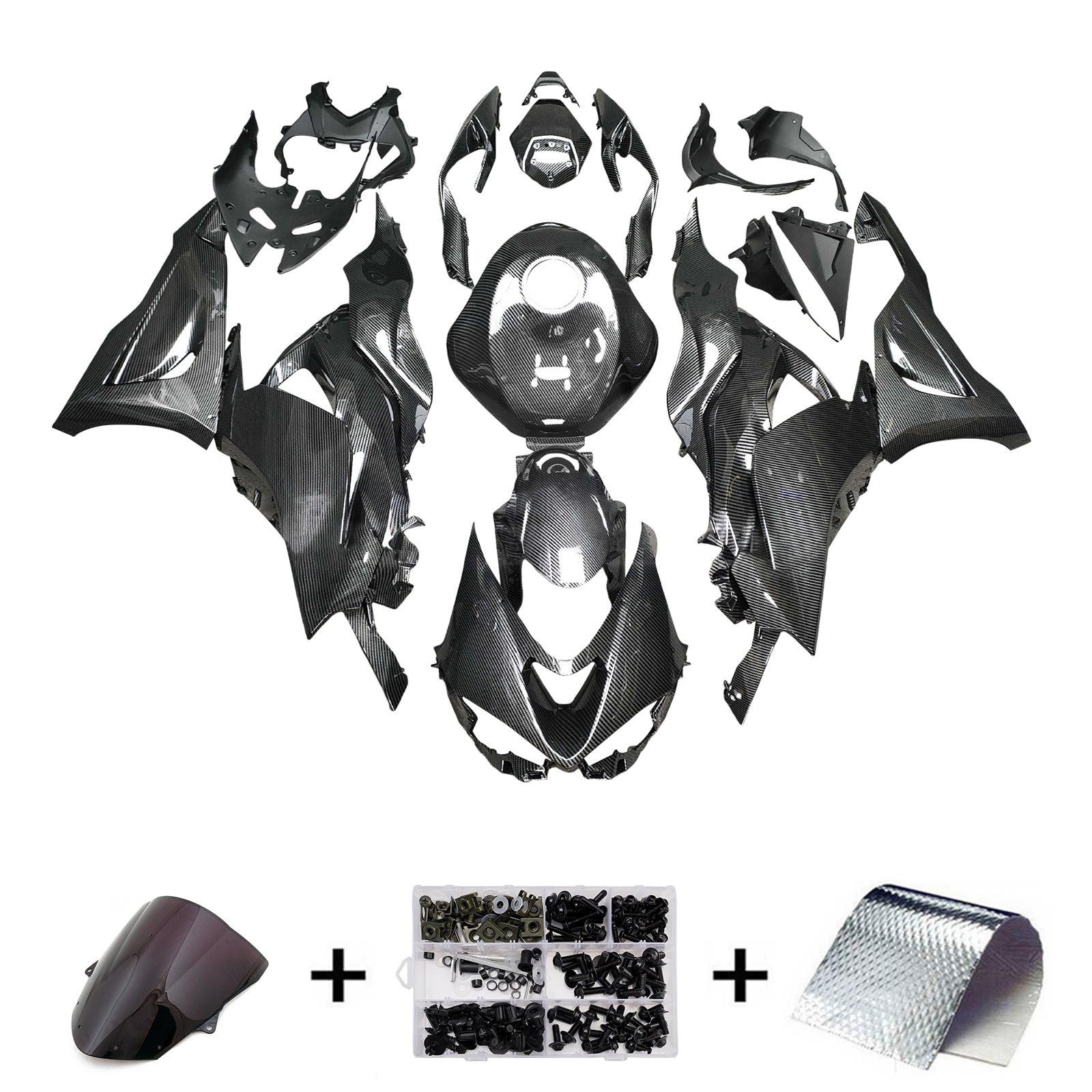 Amotopart 2024-2025 Kawasaki ZX-6R Carbon Fiber Pattern Fairing Kit