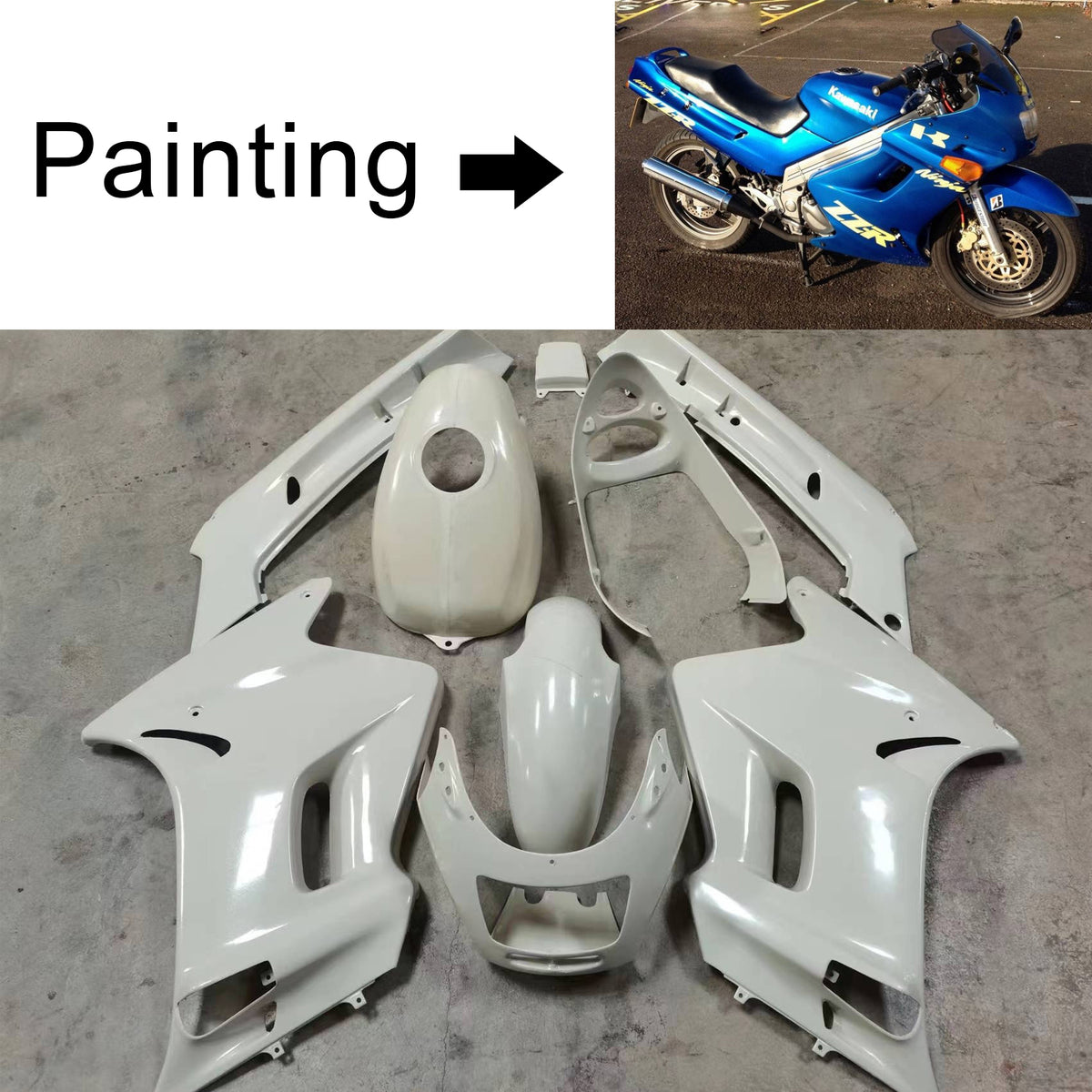 Amotopart 1996-2007 Kawasaki ZZR250 Kit de carenado azul