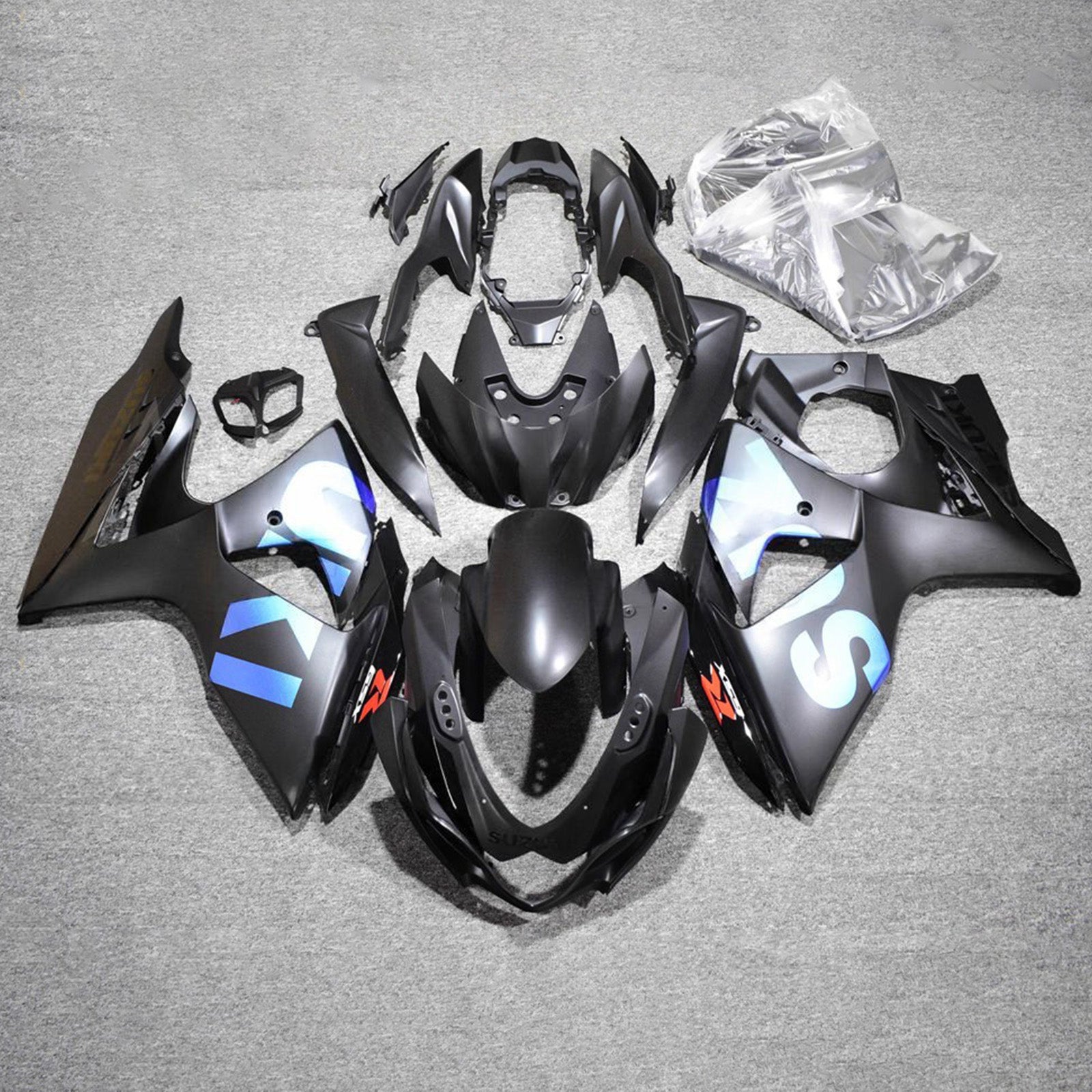 Amotopart 2009-2016 Suzuki GSXR1000 Black Blue Fairing Kit