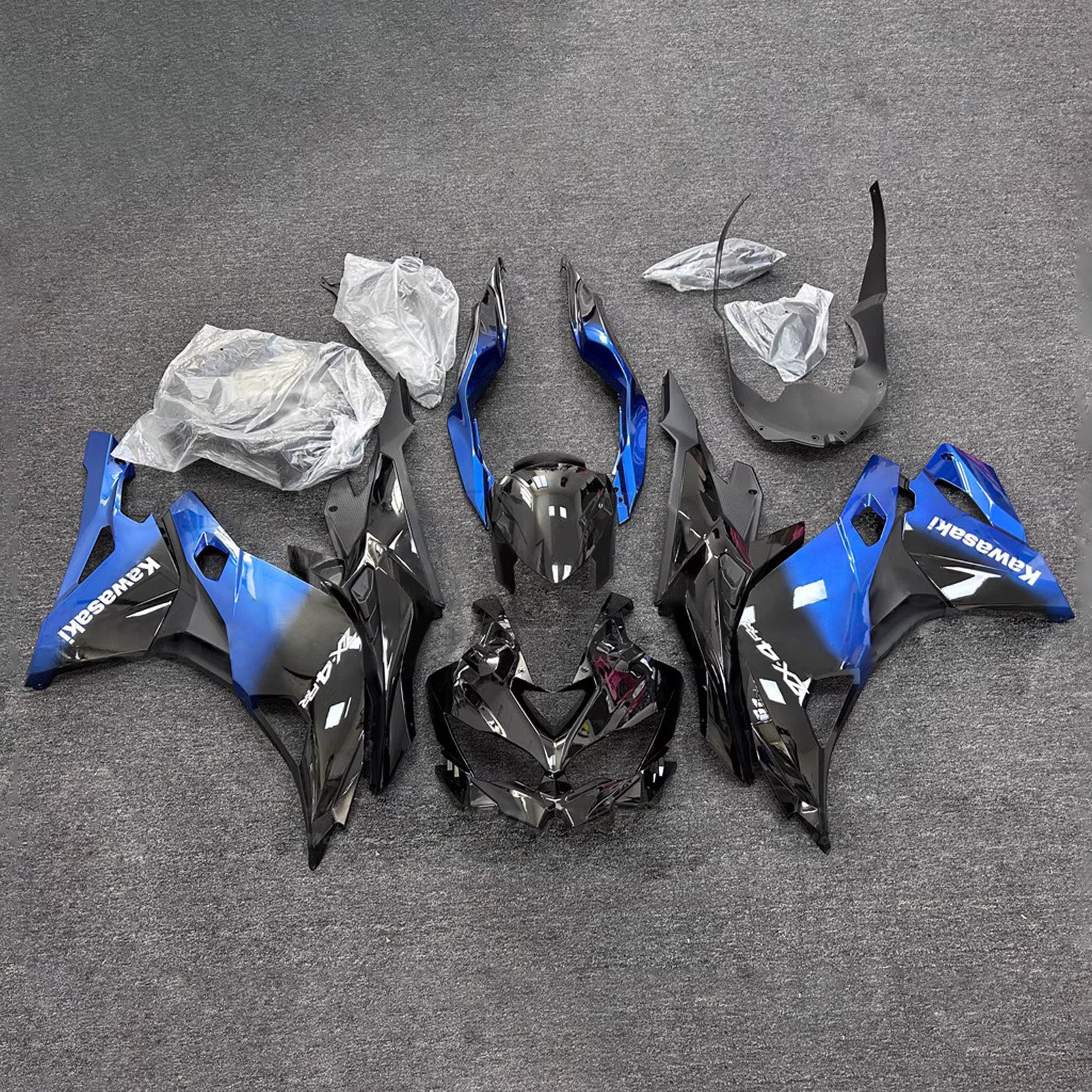 Amotopart 2019-2022 Kawasaki Ninja ZX-25R 2023-2025 Kawasaki Ninja ZX-4R/ZX-4RR Blue Black Fairing Kit