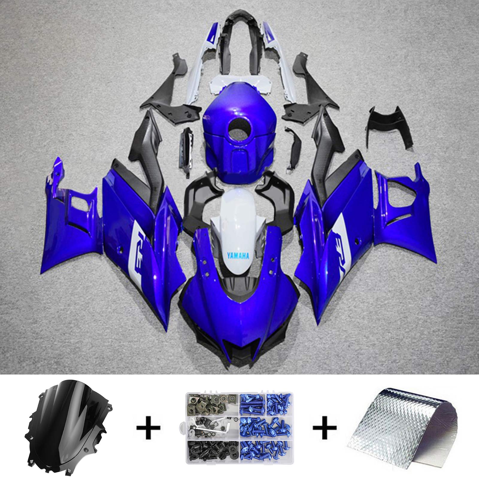 Amotopart 2022-2024 Yamaha YZF-R3 R25 Kit de carenado azul Style2