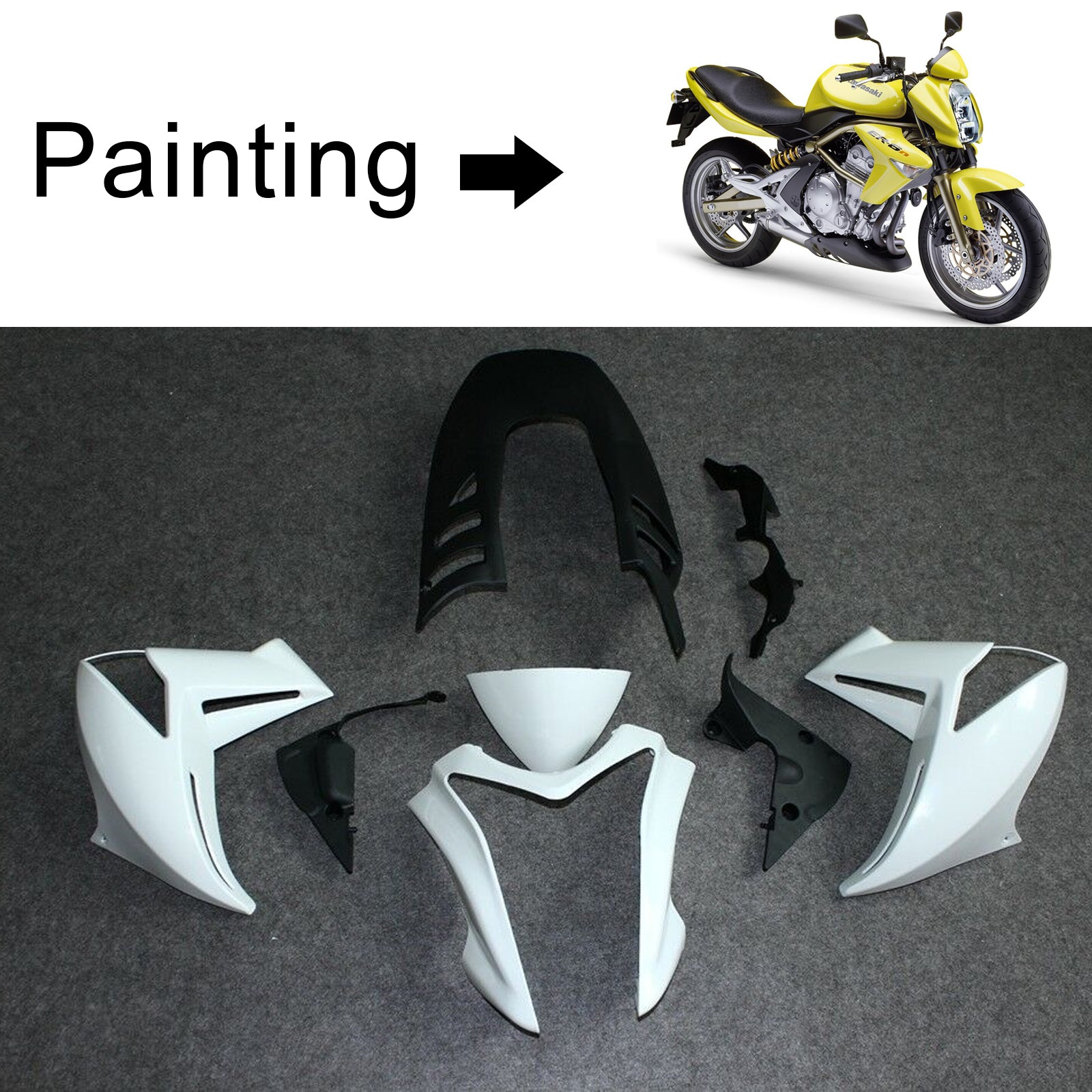 Amotopart 2009-2011 Kawasaki ER6N Yellow Fairing Kit