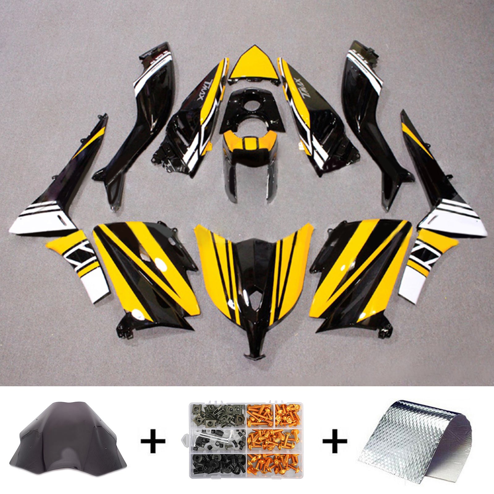 Amotopart 2012-2014 TMax TMAX 530 Yamaha Kit de carenado negro y amarillo