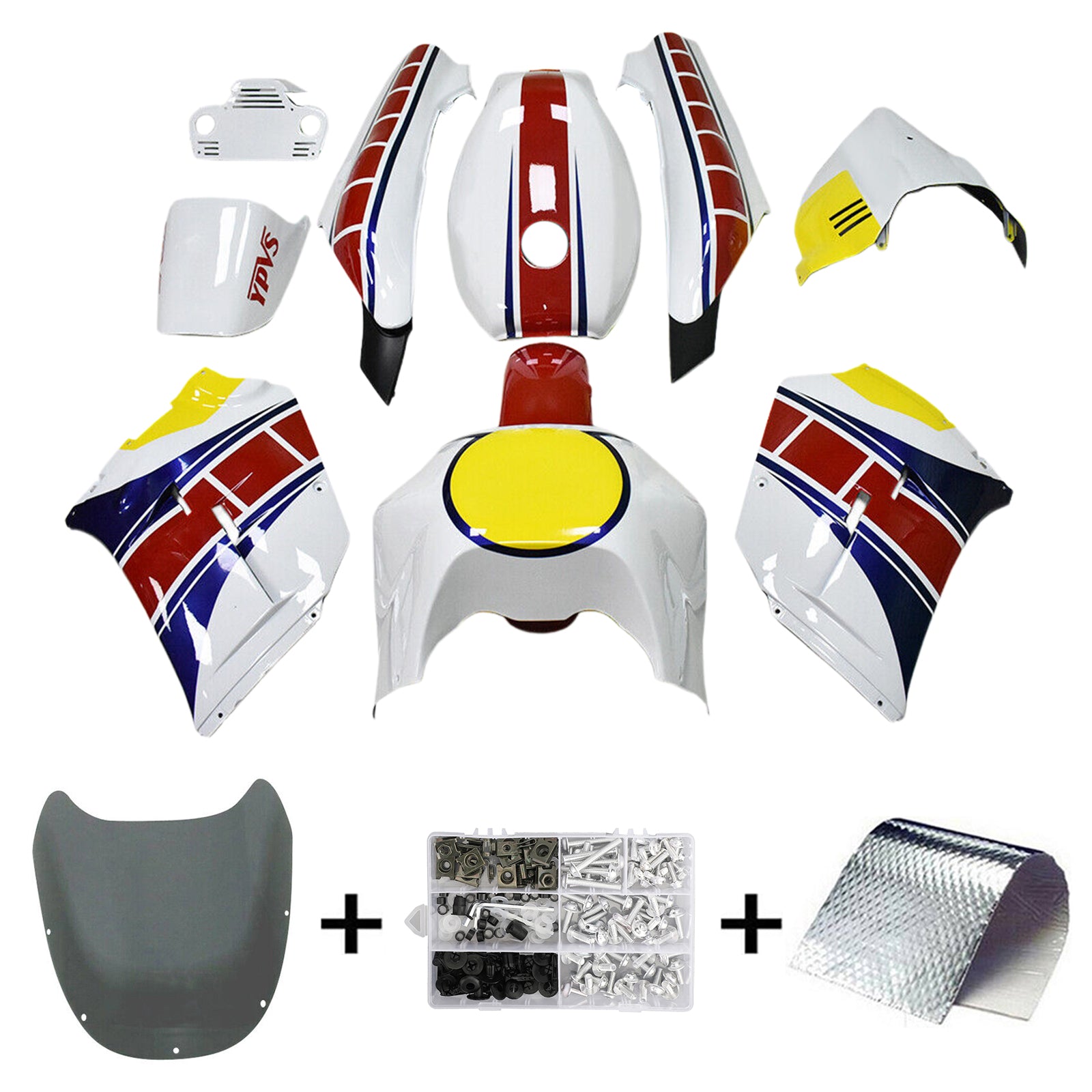 Amotopart 1985-1987 Yamaha RZV500 / RD500 Kit de carenado blanco rojo amarillo