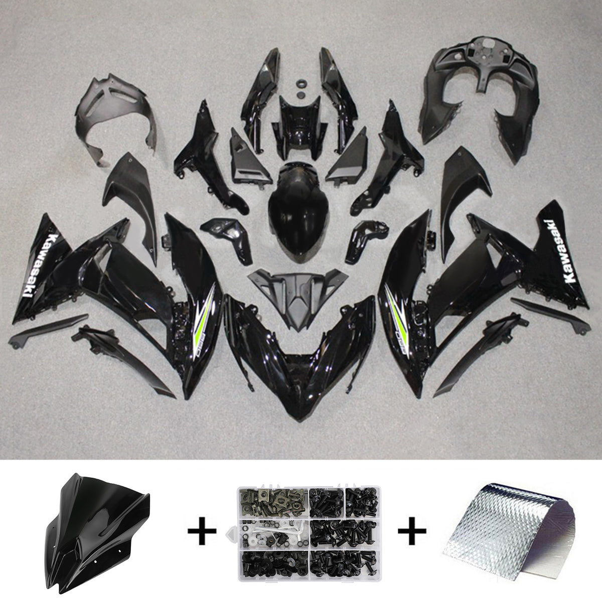 Amotopart 2017-2019 Kawasaki ER6F/Ninja650R Black Style2 Fairing Kit