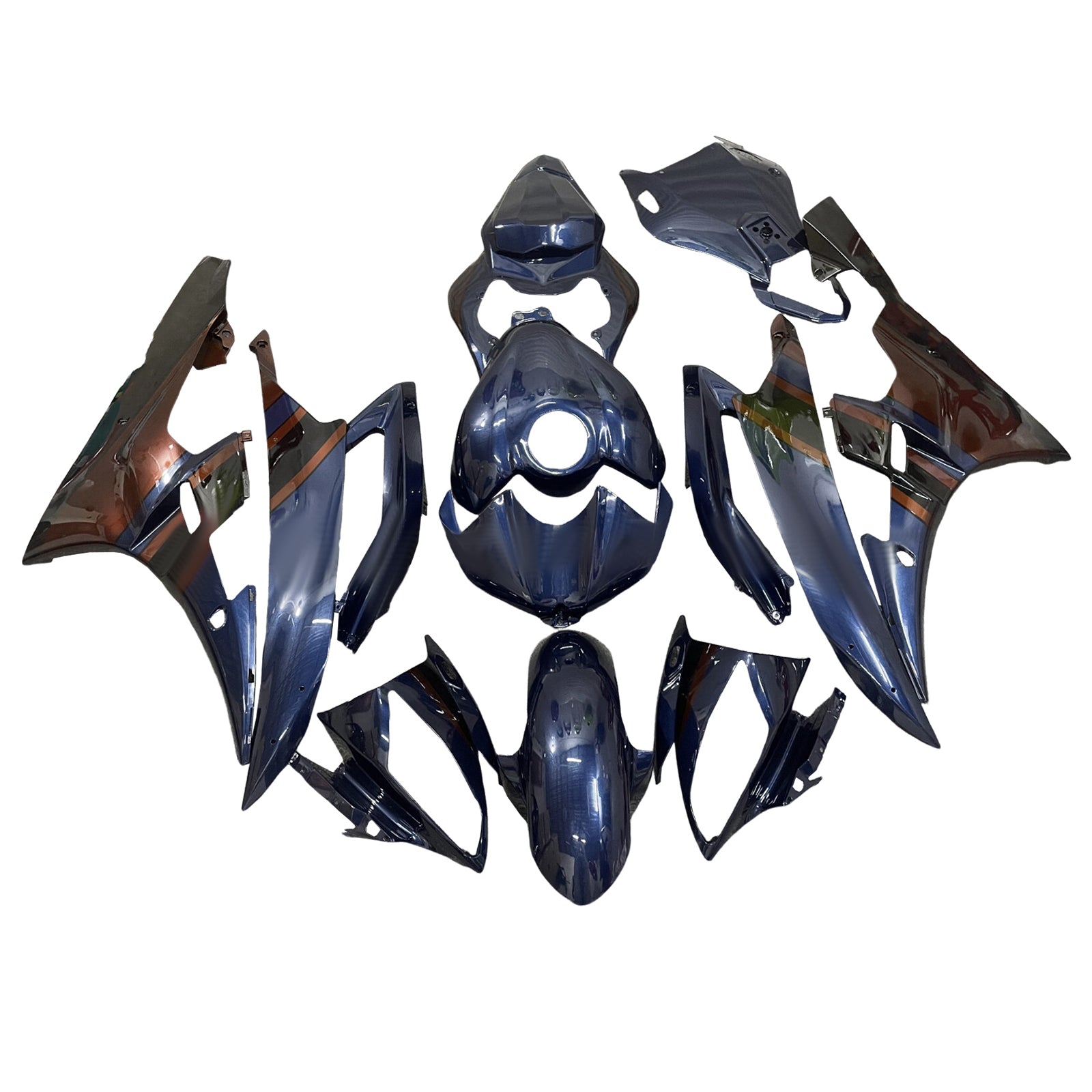 Amotopart 2006-2007 Yamaha YZF-R6 Blue & Brown Fairing Kit
