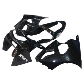 Amotopart Verkleidungssatz für Kawasaki ZX6R, glänzend schwarz, 1998–1999