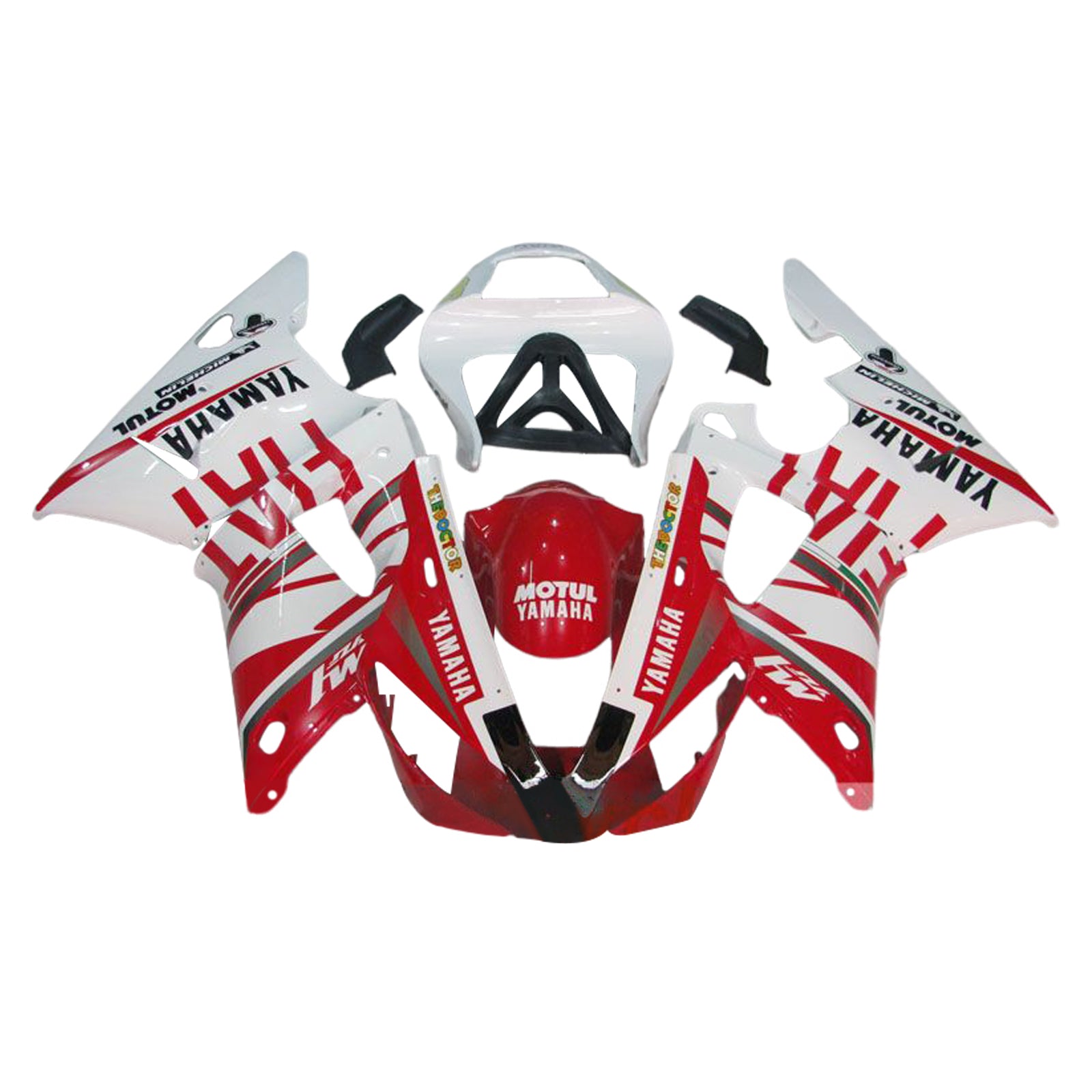 Amotopart 2000-2001 Yamaha YZF 1000 R1 Red White Fairing Kit