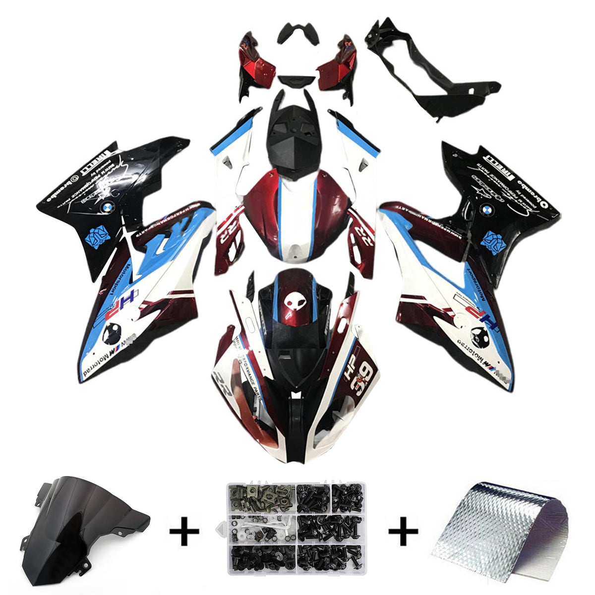 Amotopart Kit carena BMW S1000RR 2017-2018 Blue&amp;Red Style2
