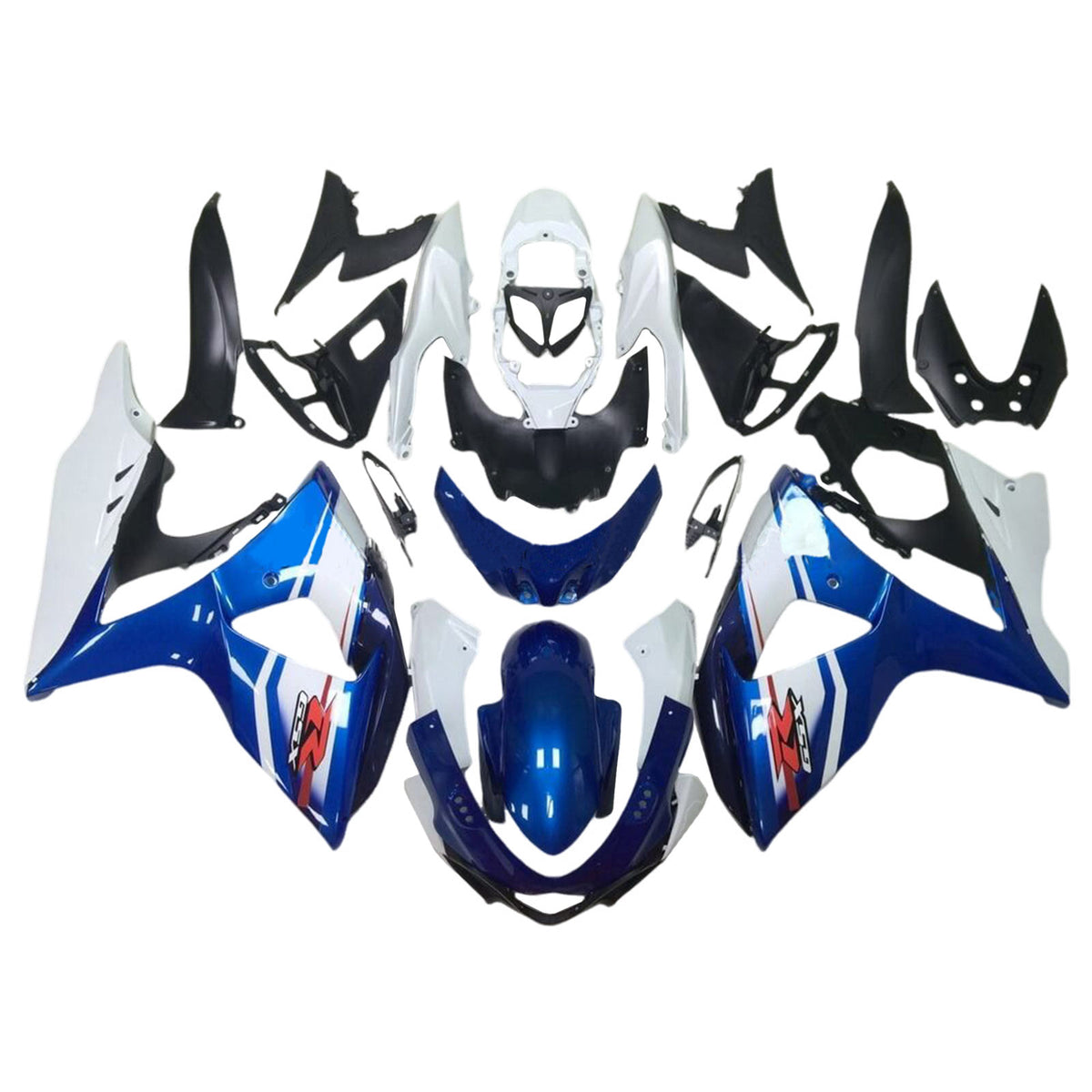 Amotopart 2009-2016 K9 GSXR1000 Suzuki Kit de carénage blanc et bleu Style3