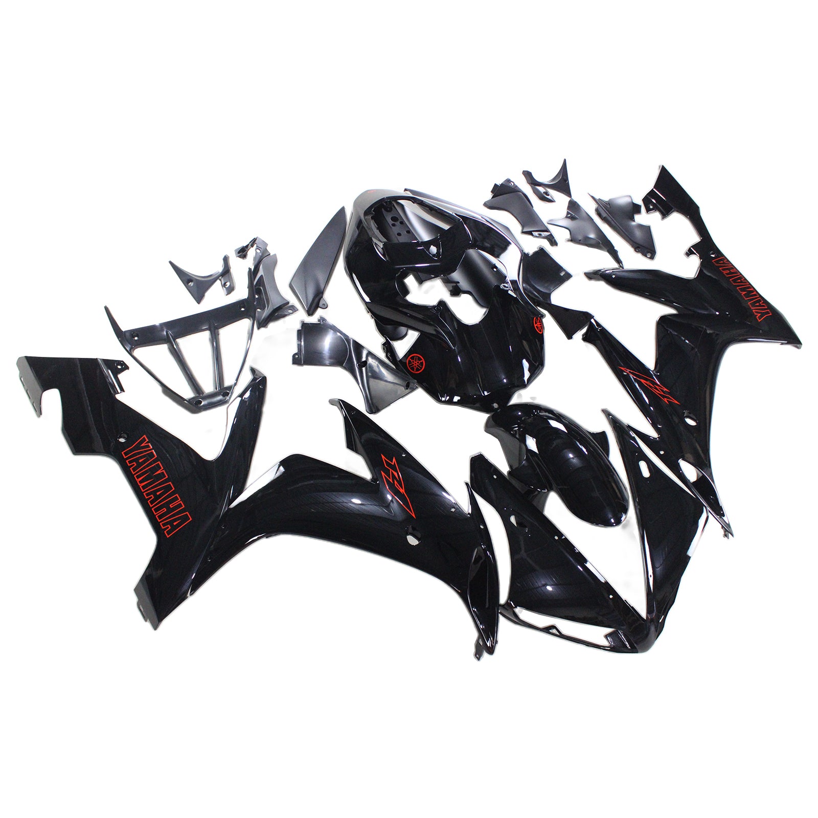 Amotopart 2004-2006 YZF 1000 R1 Yamaha Black with Red Logo Fairing Kit