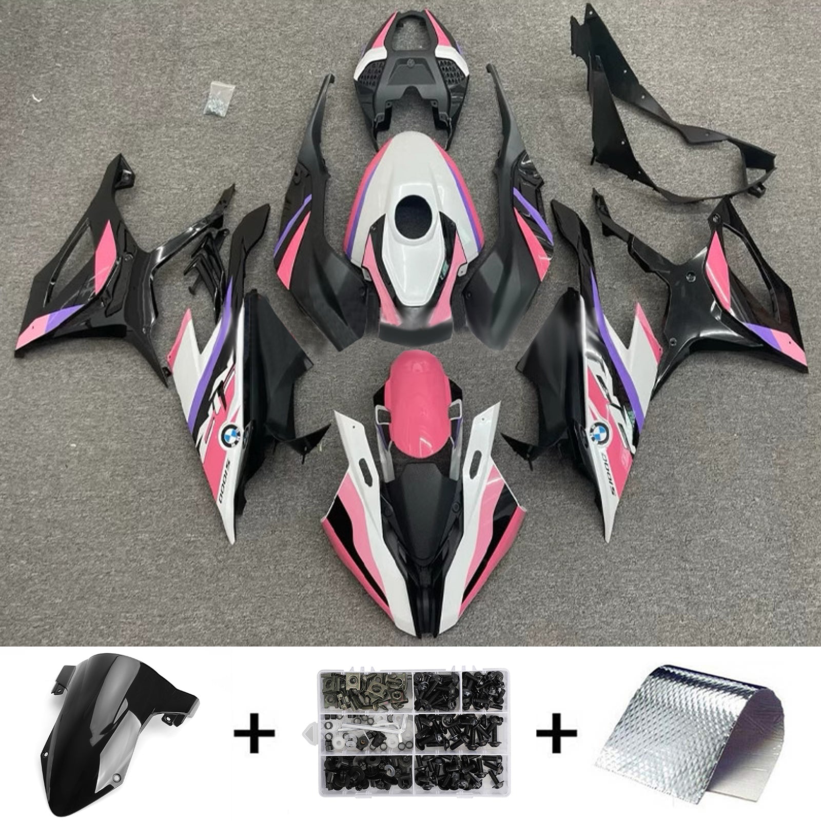 Amotopart 2019-2022 BMW S1000RR Black White Pink Purple Fairing Kit