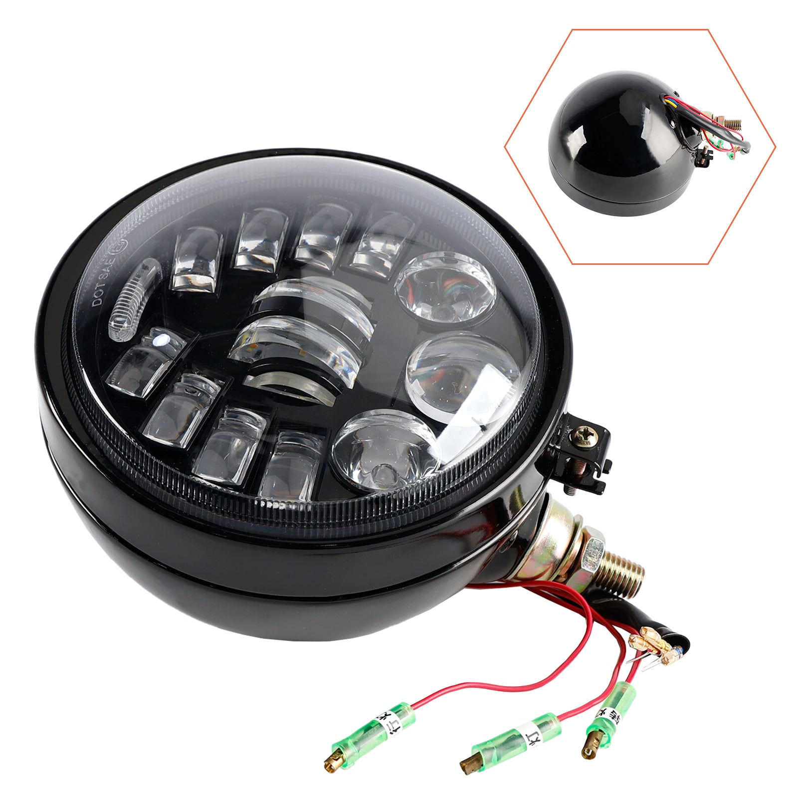 Motorcycle 5.75" Headlight Spotlight Universal Multifunctional Black #82