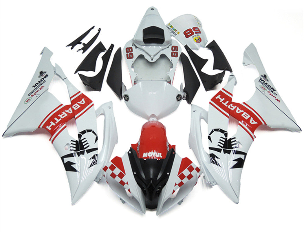 Amotopart Yamaha YZF 600 R6 2008-2016 Red&White Style3 Fairing Kit