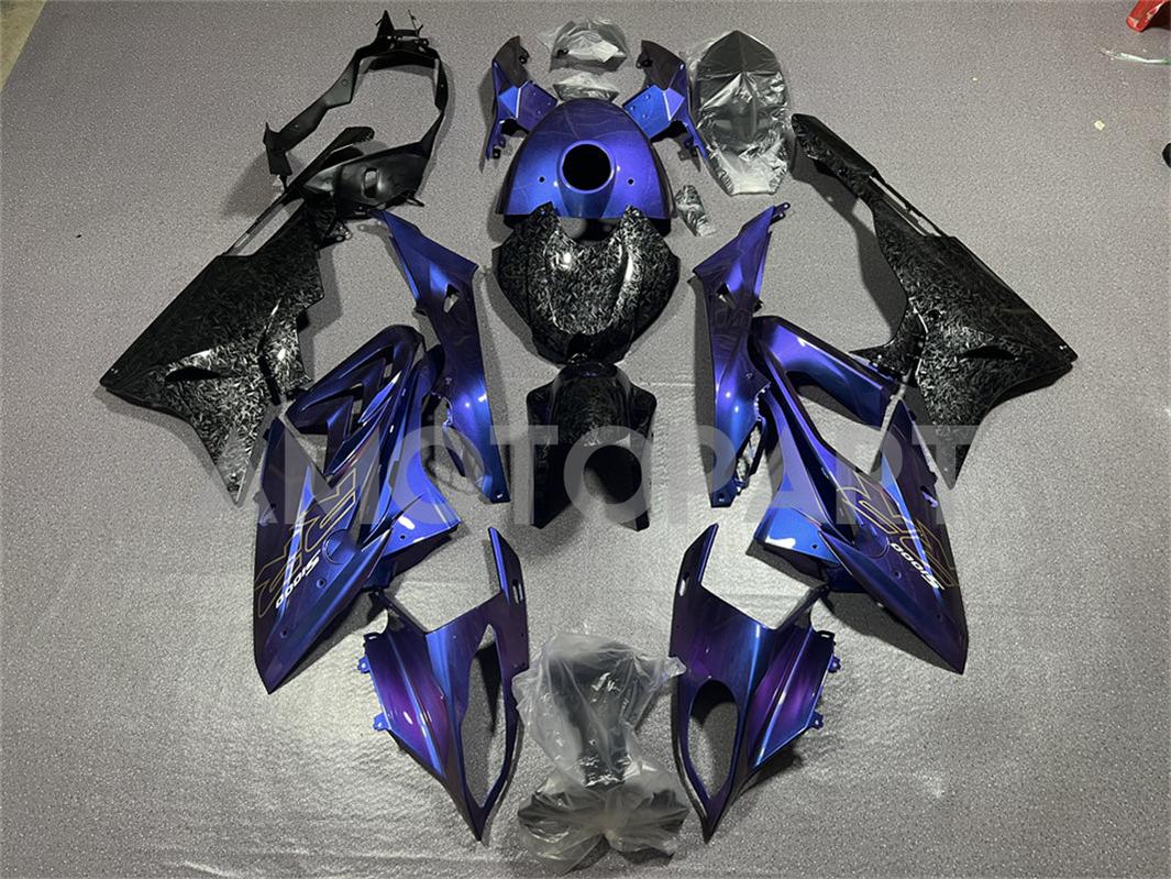 Amotopart BMW S1000RR 2017-2018 Koolstofvezel Blue & Marble Look Fairing Kit