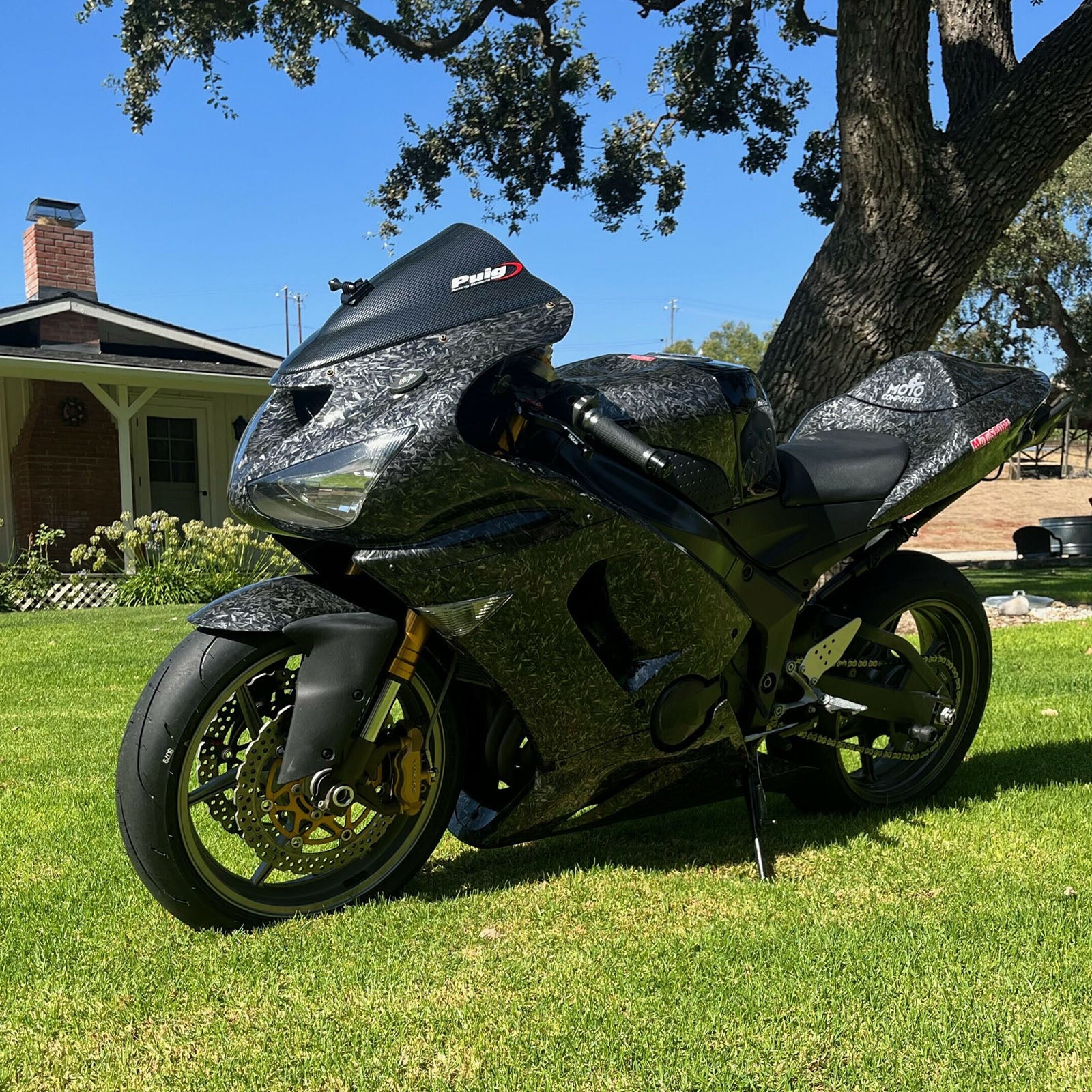 Amotopart 2005-2006 Kawasaki ZX6R 636 Forged Carbon Fiber Pattern Fairing Kit