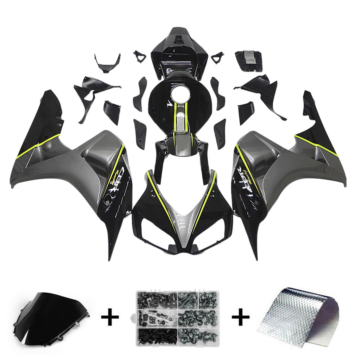 Amotopart 2006-2007 Honda CBR1000RR Kit de carenado negro y gris