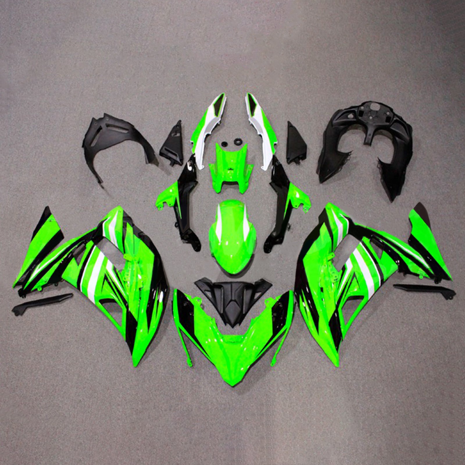 Amotopart 2017-2019 Kawasaki ER6F/Ninja650R Black&Green Style3 Fairing Kit