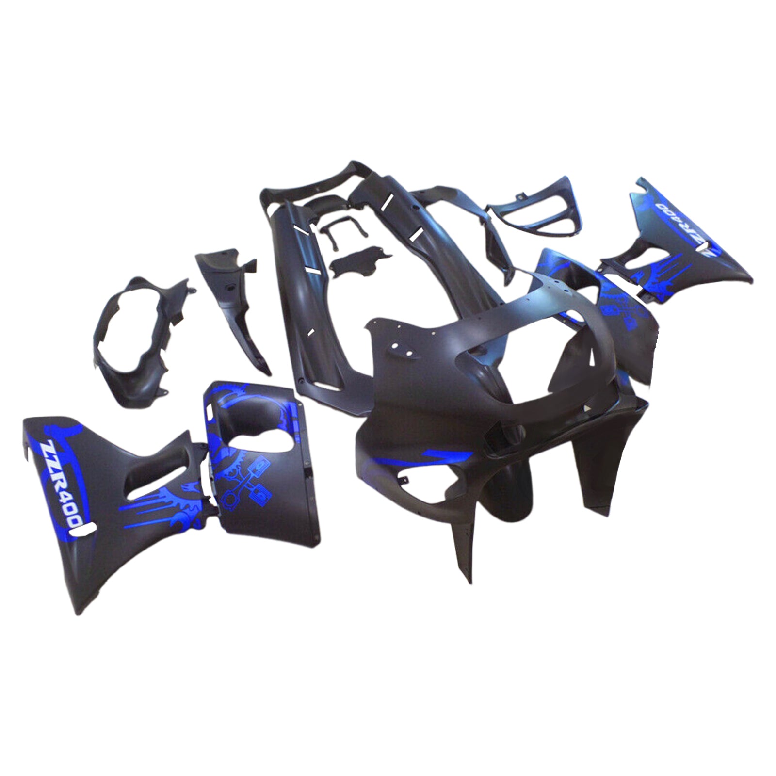 Amotopart  Kawasaki 93-07 ZZR400 & 98-03 ZZR600 Black Blue Fairing Kit