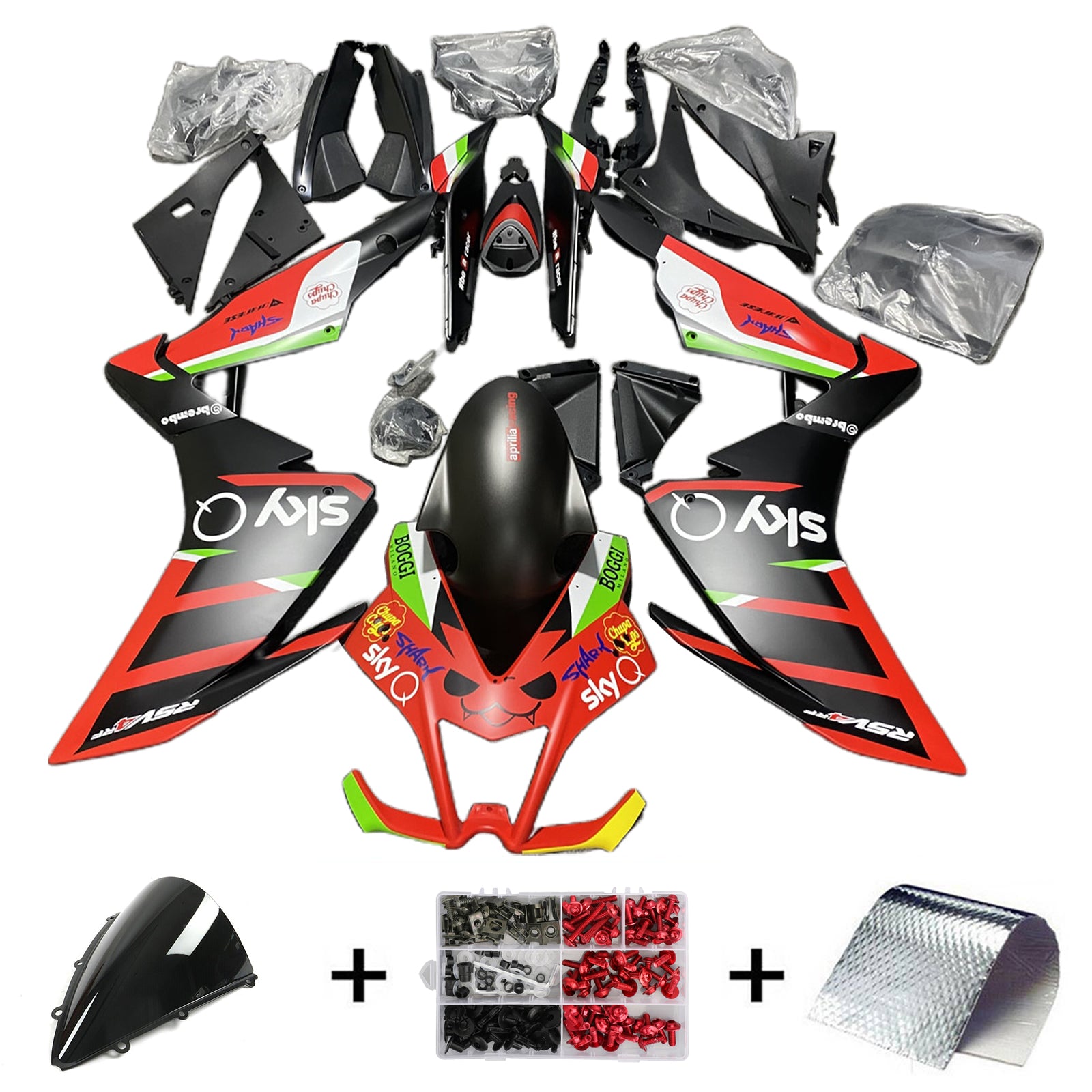 Amotopart 2009-2015 RSV4 1000 Aprilia Rojo y Negro Estilo 5 Kit de carenado