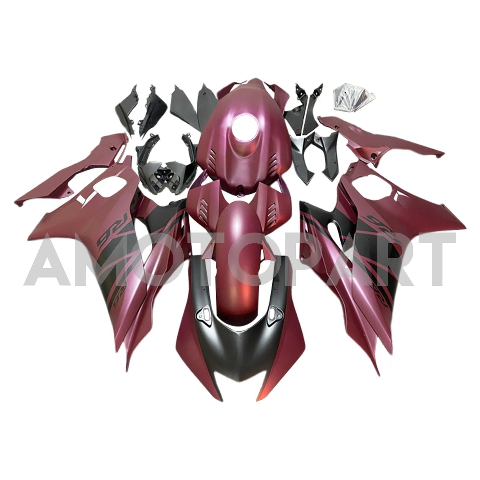 Amotopart Yamaha YZF-R6 2017-2023 Dunkelrotes Abzugskit