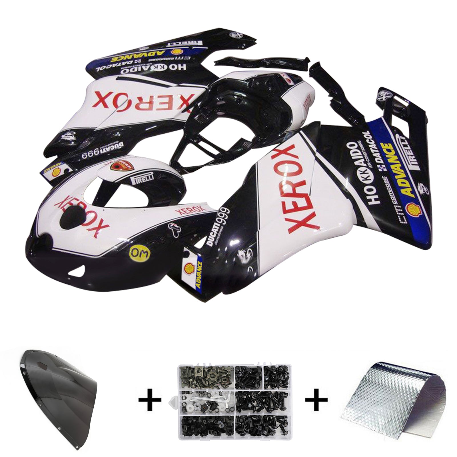 Kit de carénage de marque Amotopart Ducati 999 749 2005 2006 noir et blanc