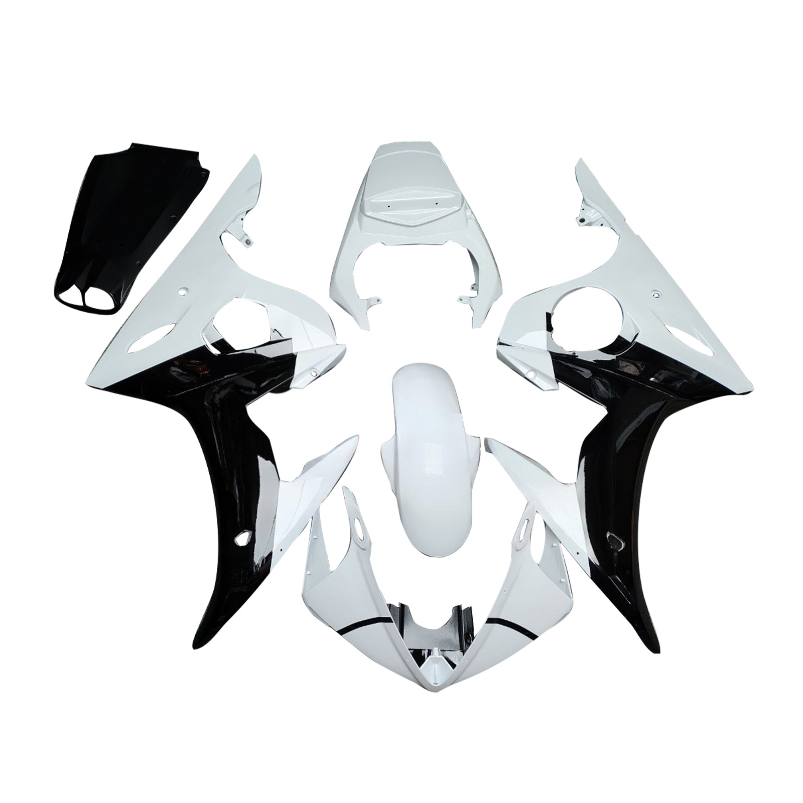 Amotopart 2005 Yamaha YZF-R6 White Black Fairing Kit
