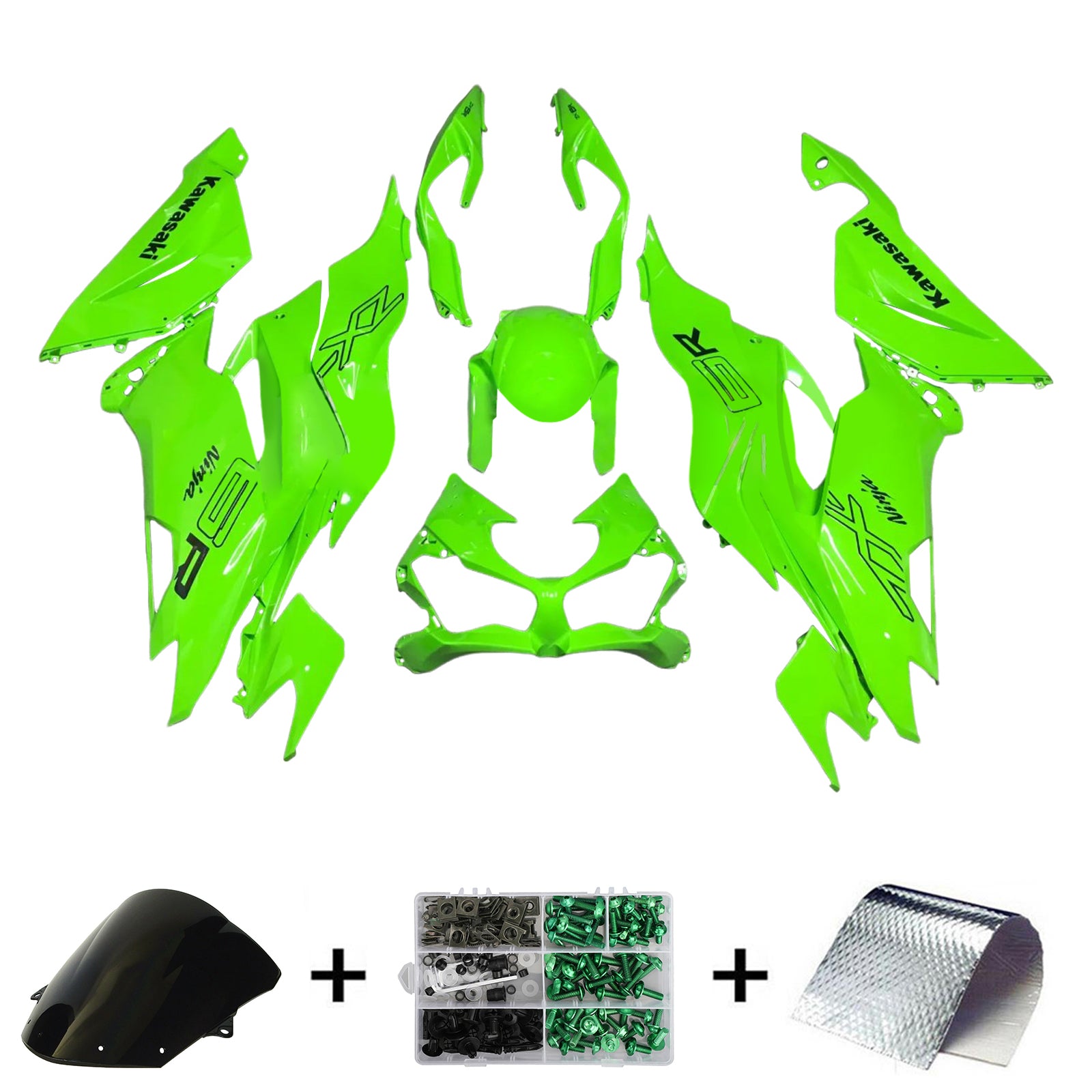 Kit de carénage Amotopart 2019-2023 Kawasaki ZX6R vert clair