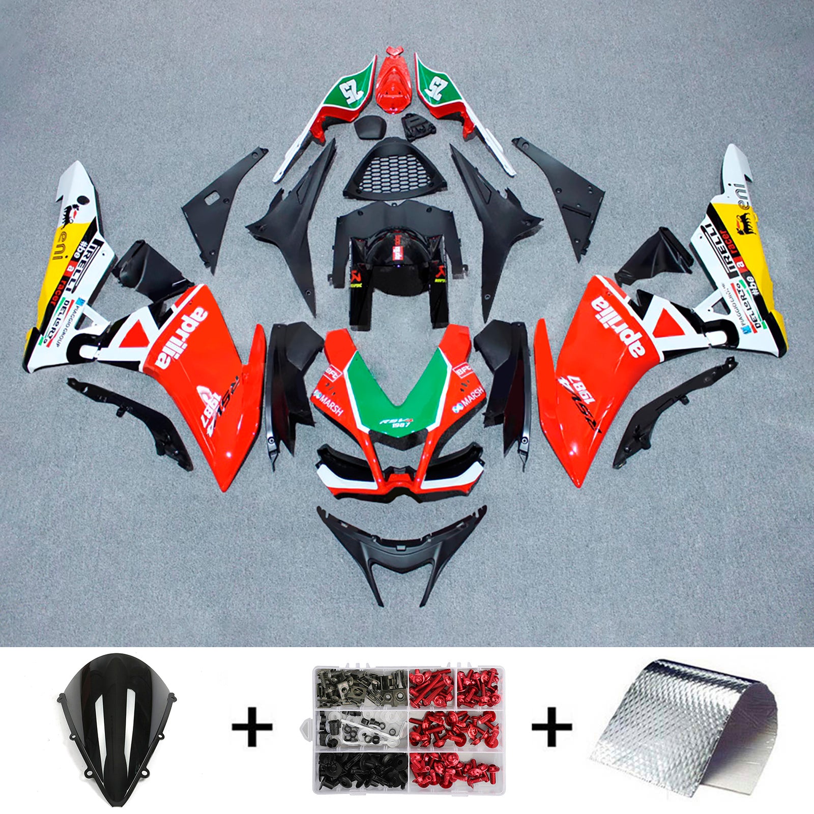 Amotopart 2009-2015 Aprilia RSV4 1000 Yellow Green Red Black Fairing Kit