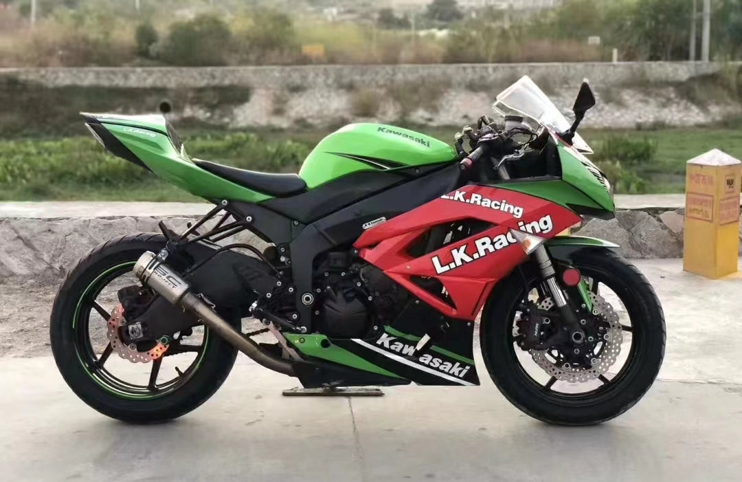 Amotopart Kawasaki 2009-2012 ZX6R 636 Green&Red Fairing Kit