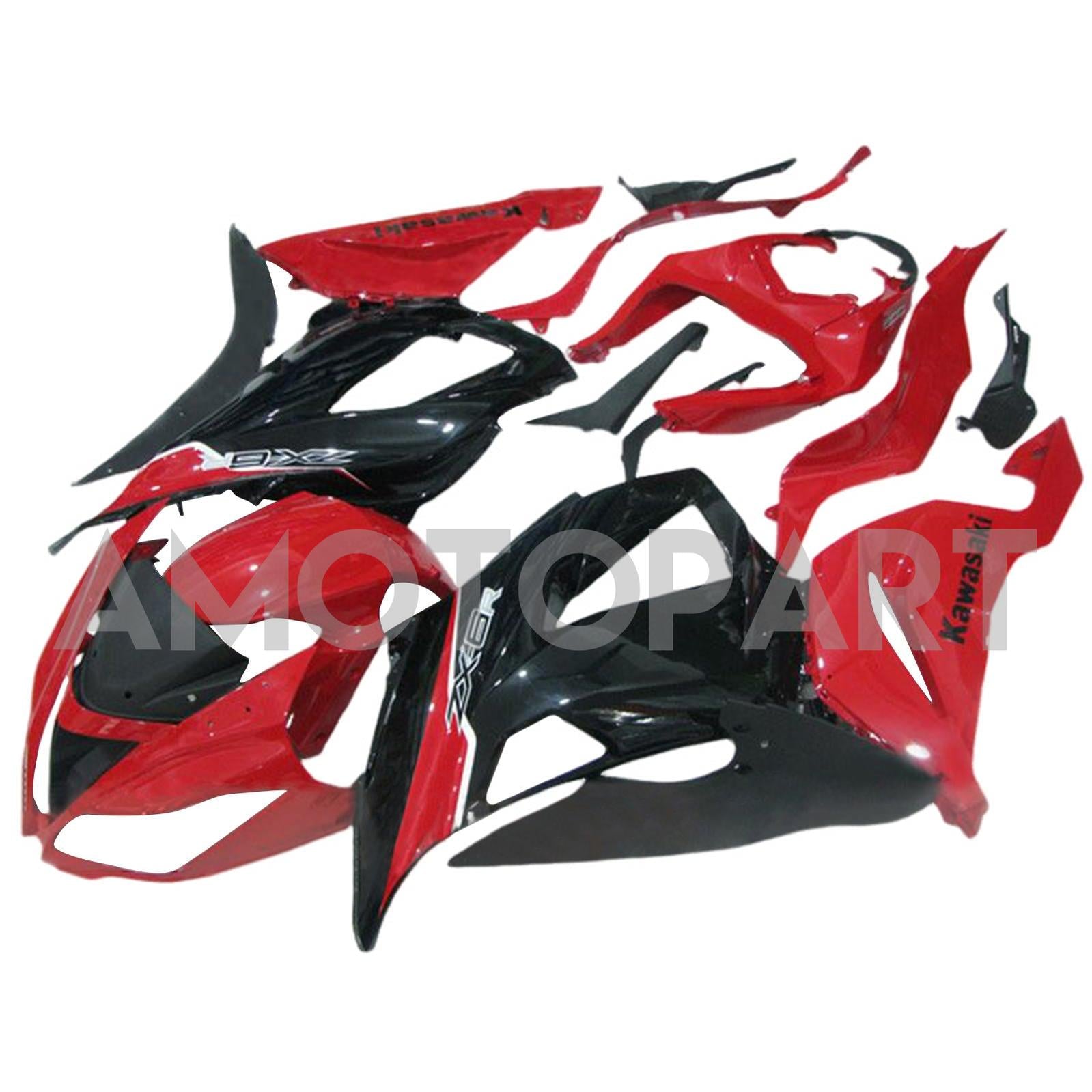 Amotopart 2013-2018 Kawasaki ZX6R 636 Red Black Fearing Kit