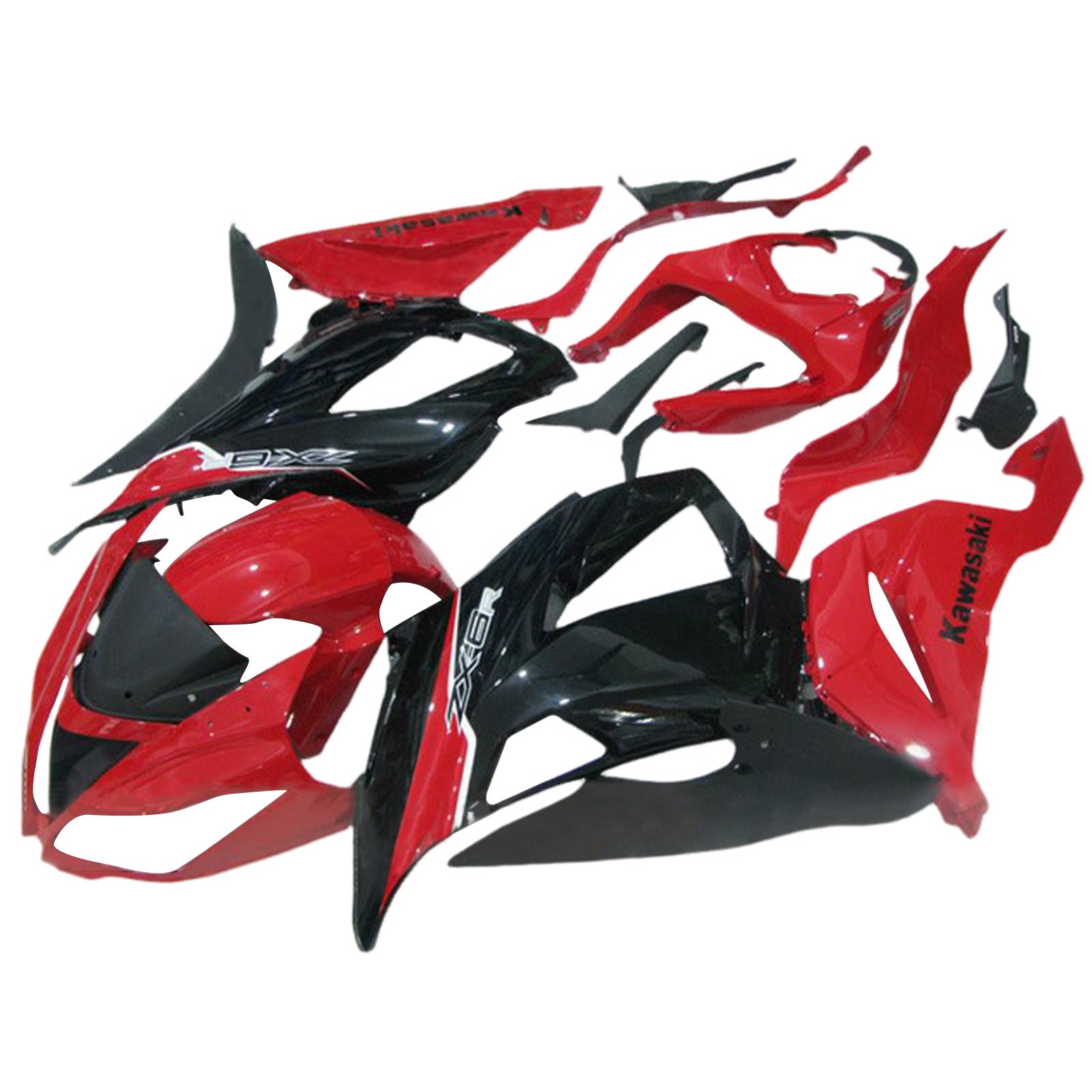 Amotopart 2013-2018 Kawasaki ZX6R 636 Red Black Fairing Kit