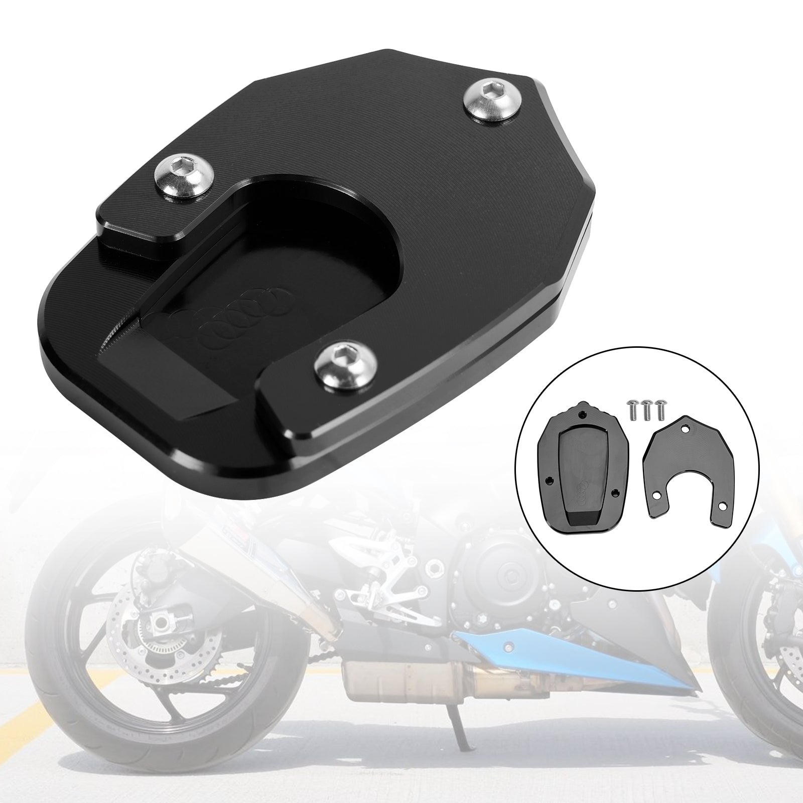 Suzuki 15-20 GSX-S1000 y 22-23 GSX-S1000 Almohadilla de placa ampliada con soporte negro