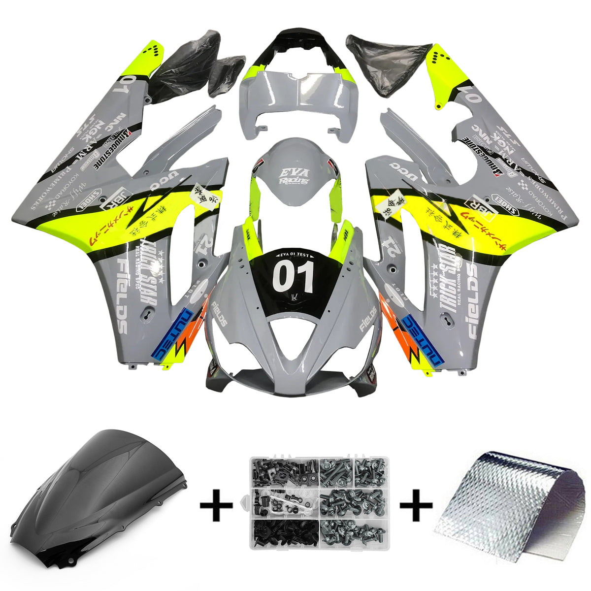 Amotopart 2006-2008 Triumph Daytona 675 Grey&Yellow Fairing Kit