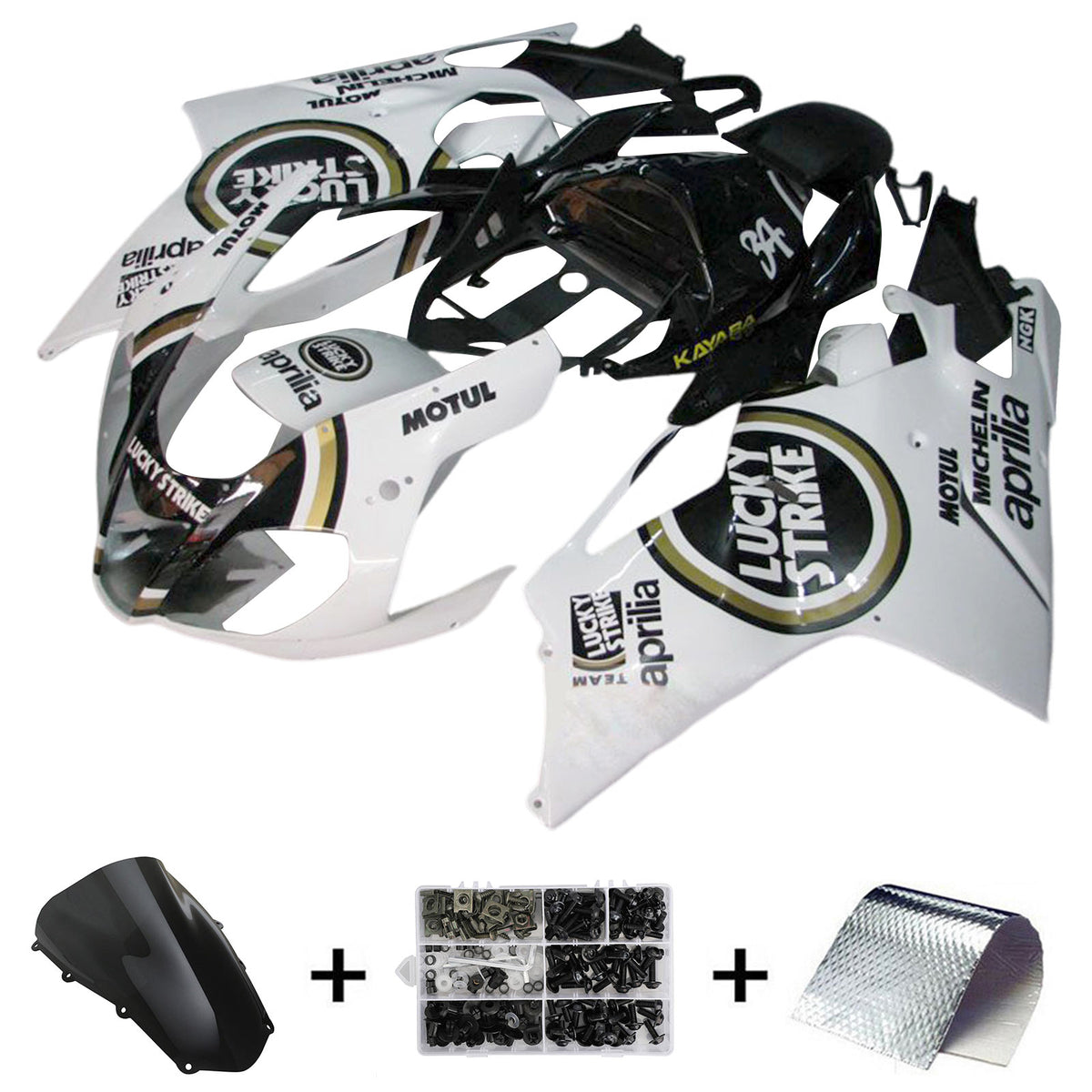 Amotopart 2003-2006 Aprilia RSV1000 White&Black Fairing Kit