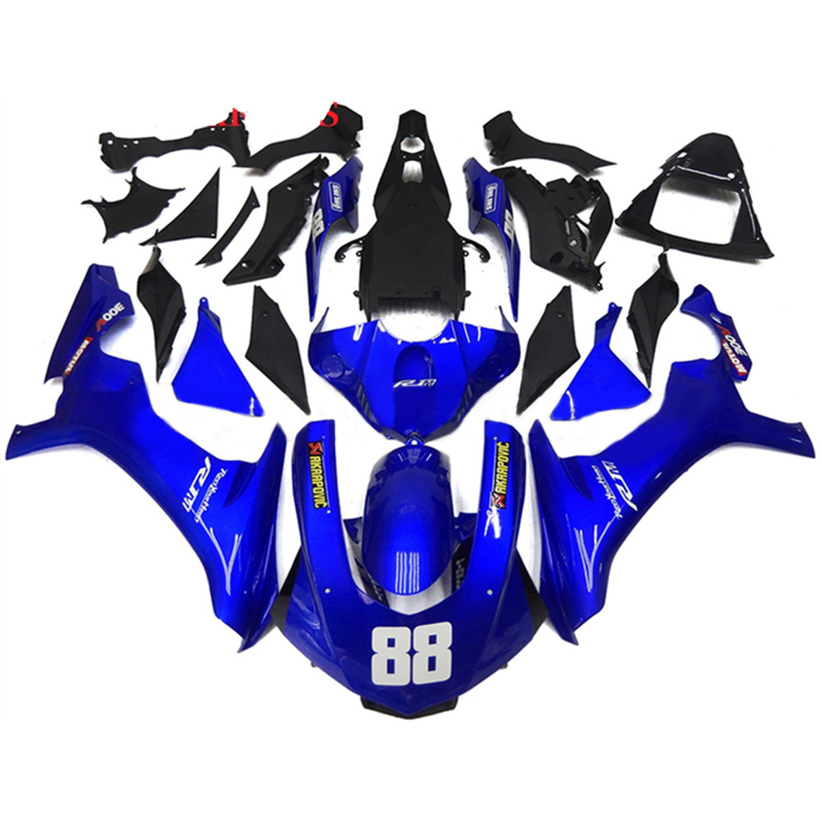 Amotopart Verkleidungsset für Yamaha YZF 1000 R1 2015–2019, glänzendes Blau