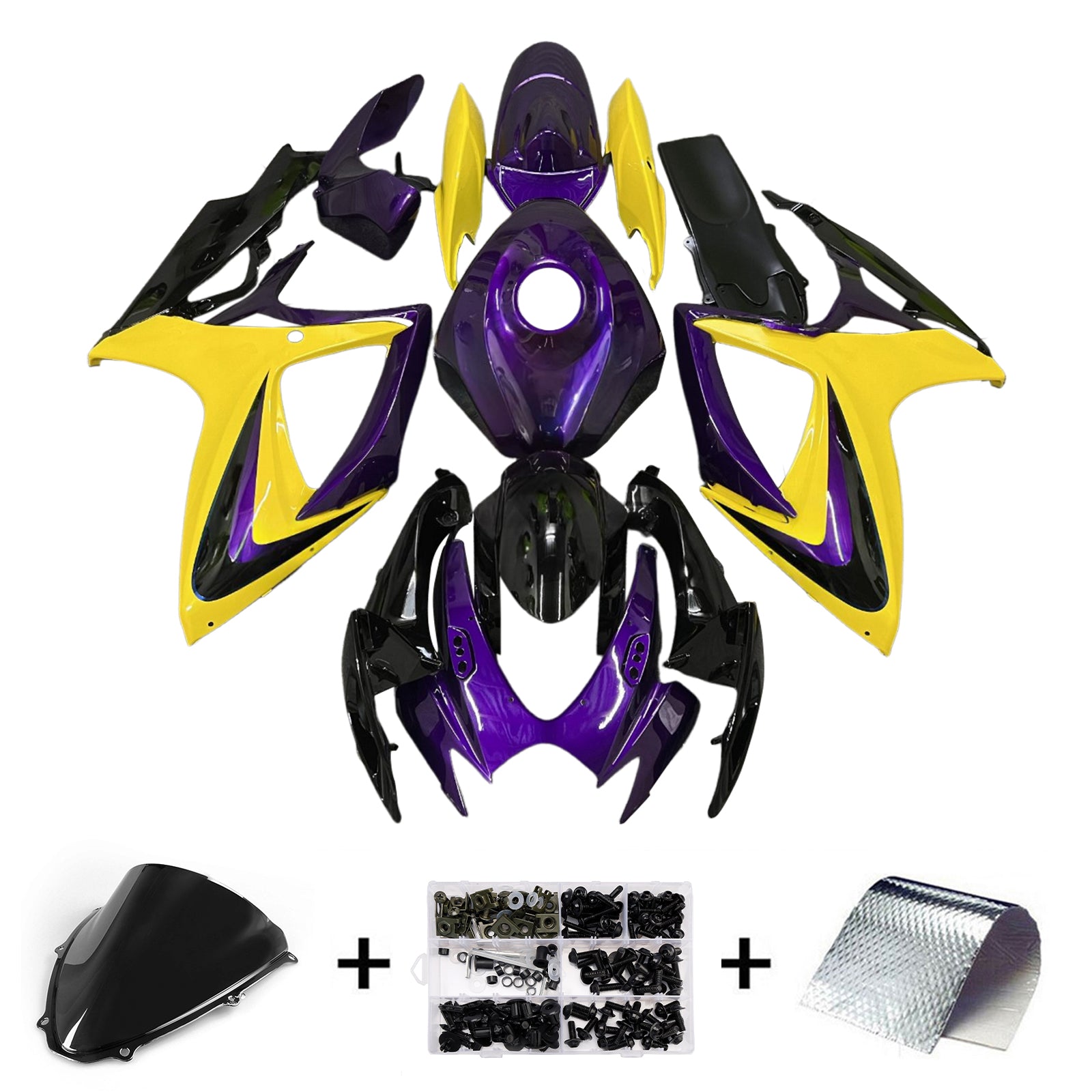 Amotopart 2006-2007 Suzuki GSXR 600/750 Purple Yellow Fairing Kit