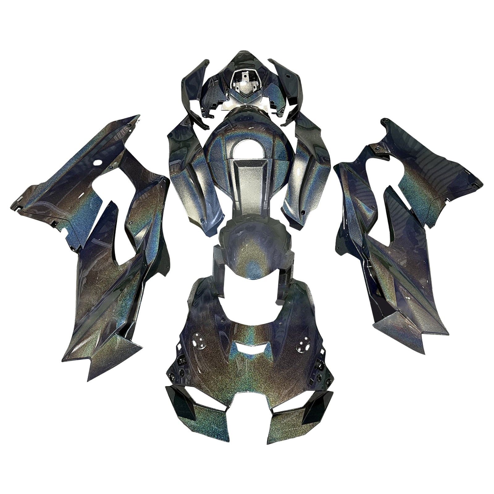 Amotopart 2021-2025 Kawasaki ZX14R ZZR1400 Rainbow Black Fairing Kit