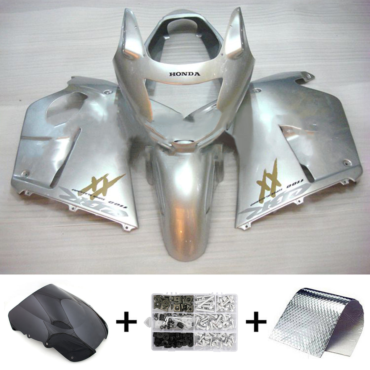 Amotopart 1996-2007 CBR1100XX SuperBlackBird Honda Silver Fairing Kit