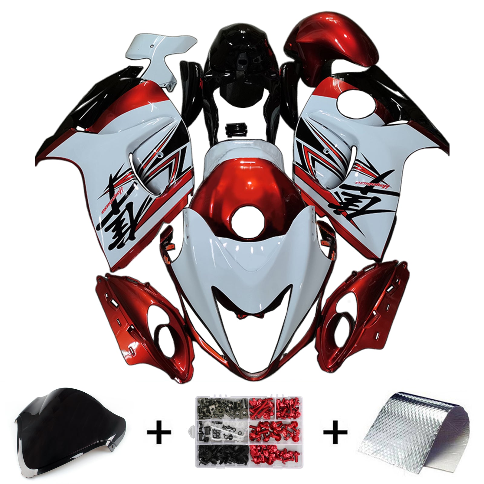 Amotopart 2008-2020 Suzuki Hayabusa GSX1300R Kit de carenado rojo y blanco