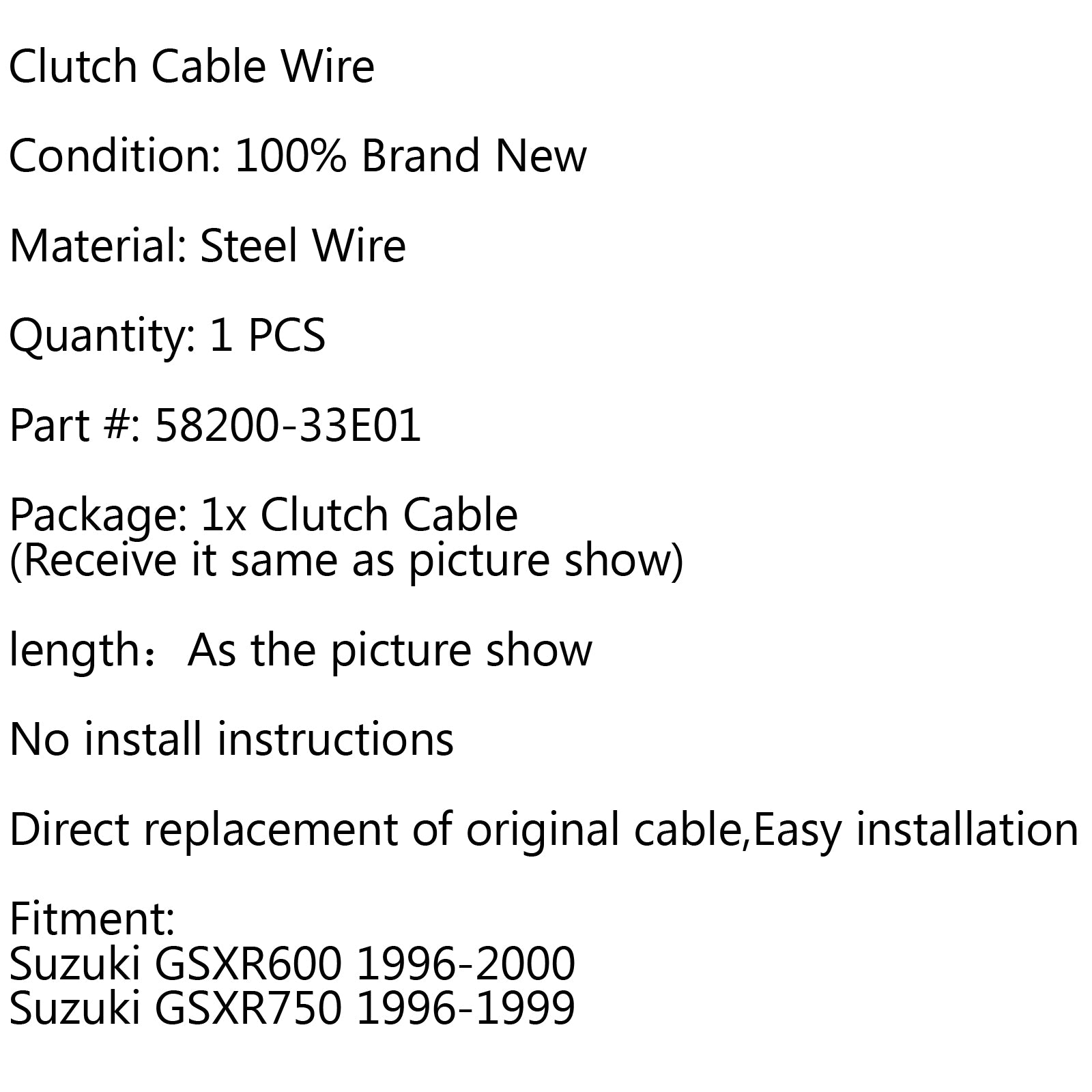 1996-2000 Suzuki GSXR600 GSXR750 96-99 Clutch Cable Replacement 58200-33E01